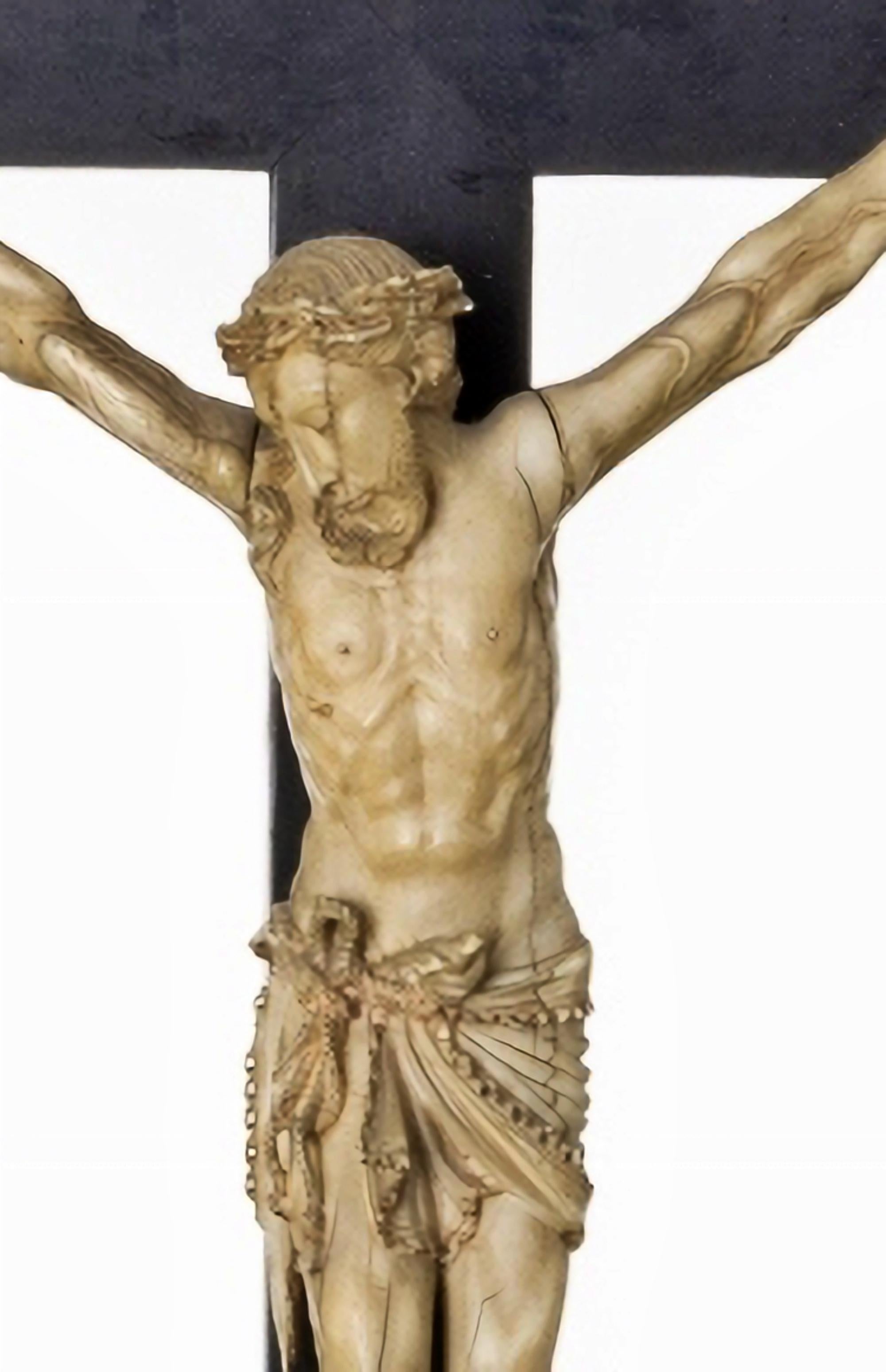 Portugais JÉSUS CHRIST CRUCIFIÉ  Sculpture INDO-portugaise du 17ème siècle en vente