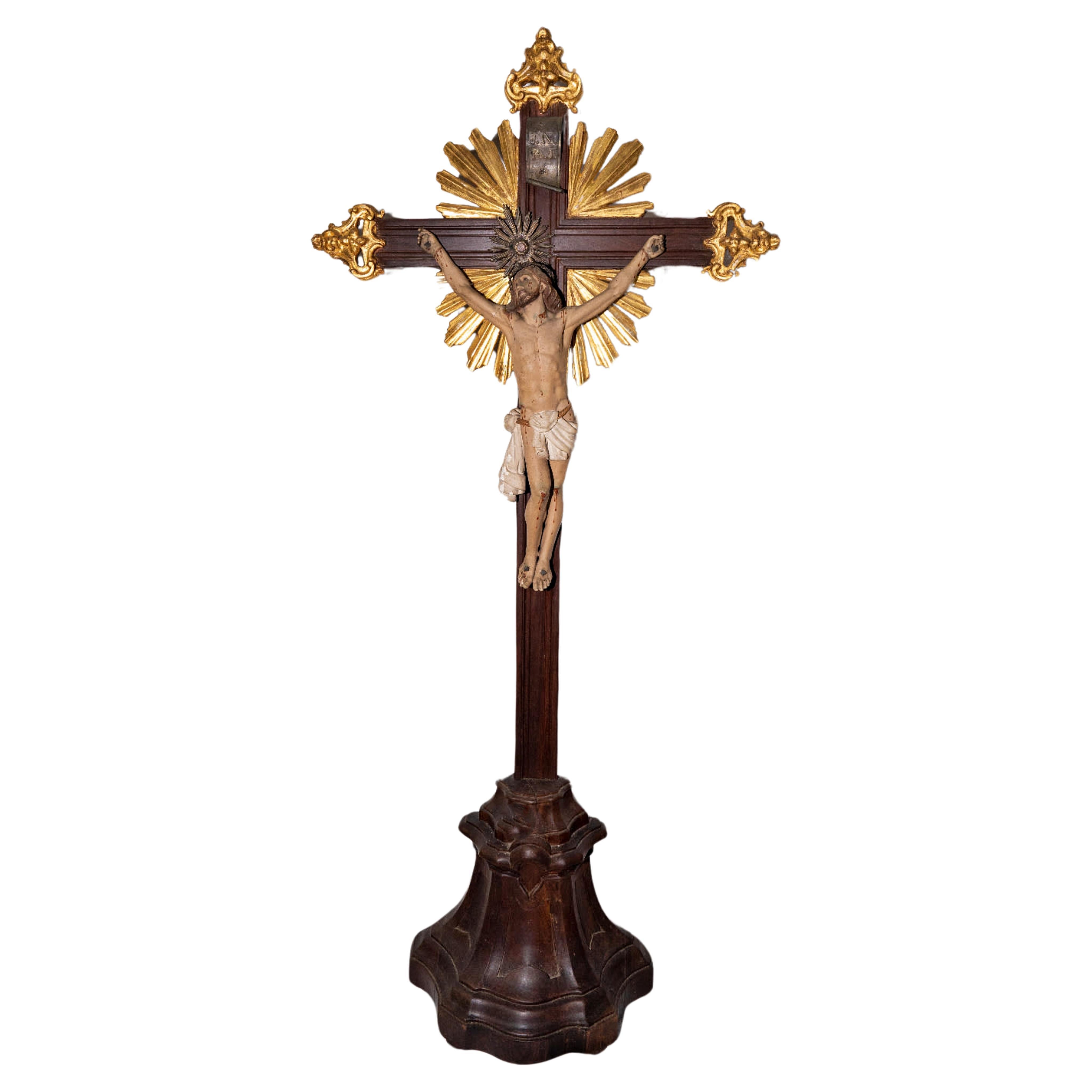 Jesus Christ Crucified Portuguese Sculpture 18th Century H: 109cm