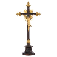 Antique Jesus Christ Crucified Portuguese Sculpture 18th Century H: 98cm