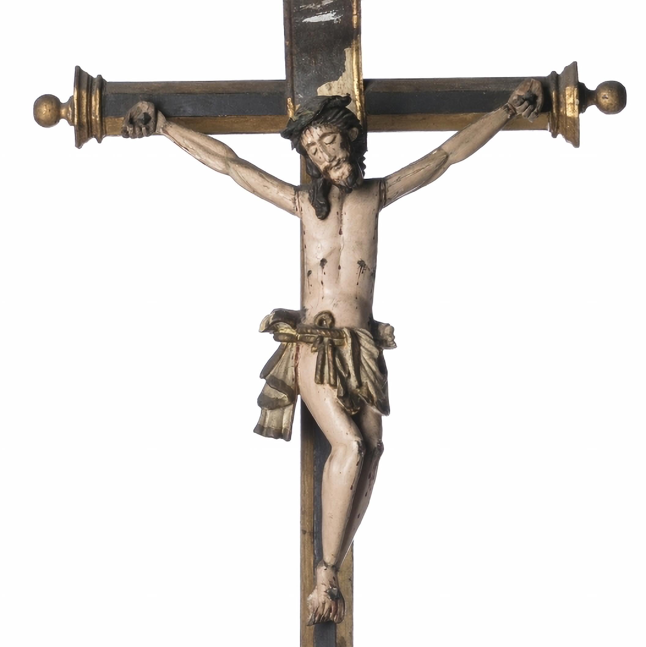 JESUS CHRIST CRUCIFIED Portugiesische Skulptur aus dem 17. Jahrhundert (Handgefertigt) im Angebot