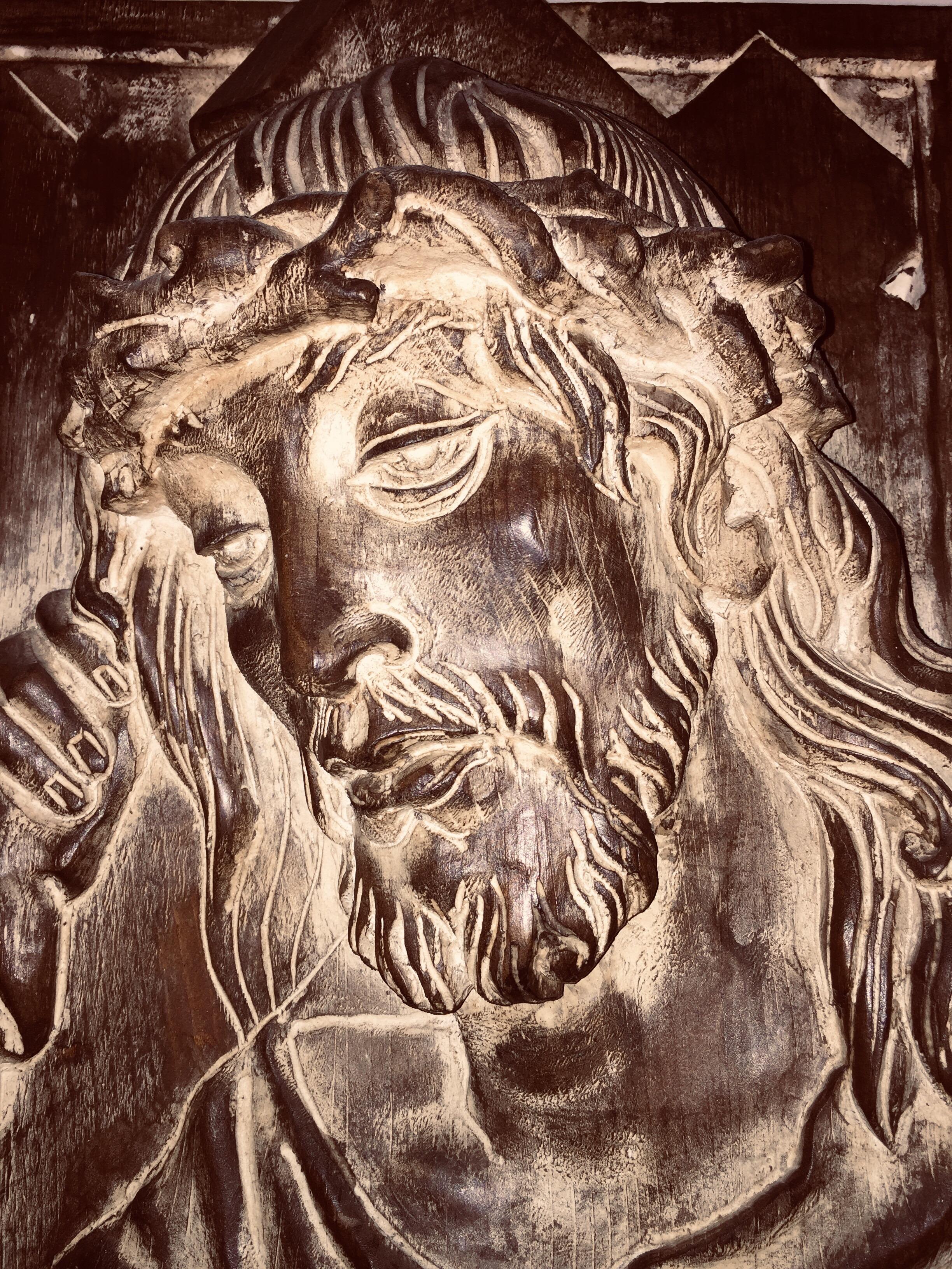 Jesus Christ Head Relief Italian Vintage Wall Decoration Panel In Good Condition For Sale In Milan, IT