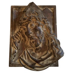 Jesus Christ Head Relief Italian Vintage Wall Decoration Panel