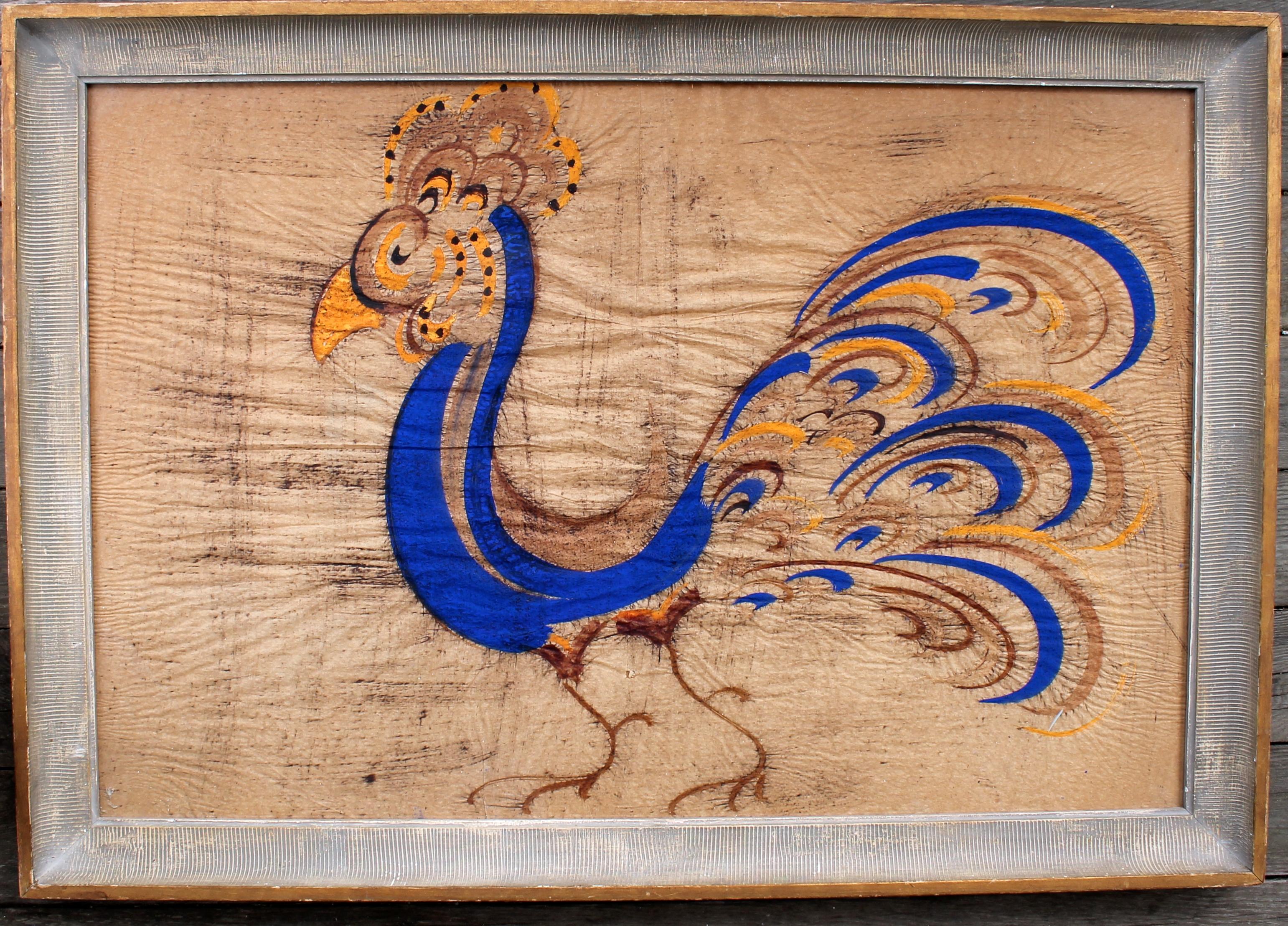 Belle peinture à la gouache d'un oiseau exotique par l'important artiste mexicain, connu sous le nom de 