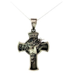 Jesus Crucifix Cross Christian Spikes Handmade Pendant Made in Solid Silver