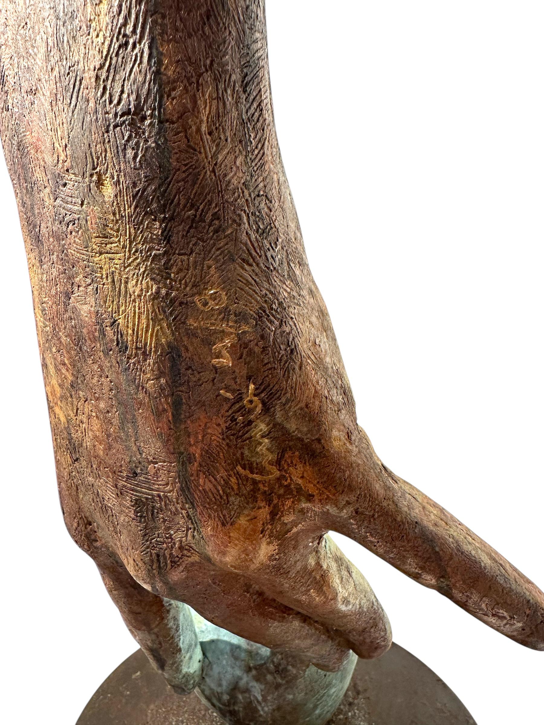 Adan- Bronze Figure of Adam with Hand Reaching Down to Bitten Apple For Sale 5