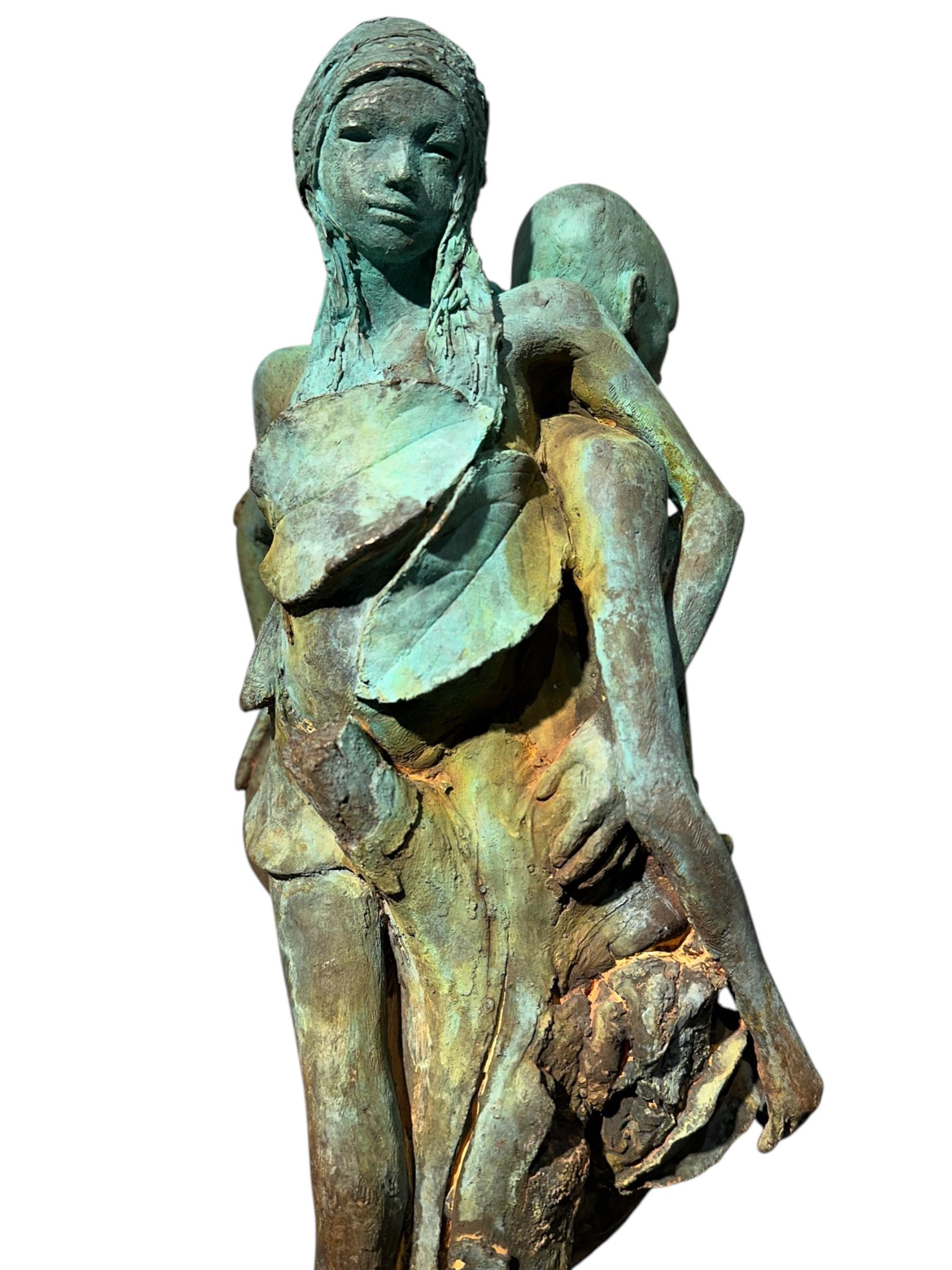 Adan Y Eva - Bronze Figures of Adam and Eve Surrounded by Apples and a Snake For Sale 5