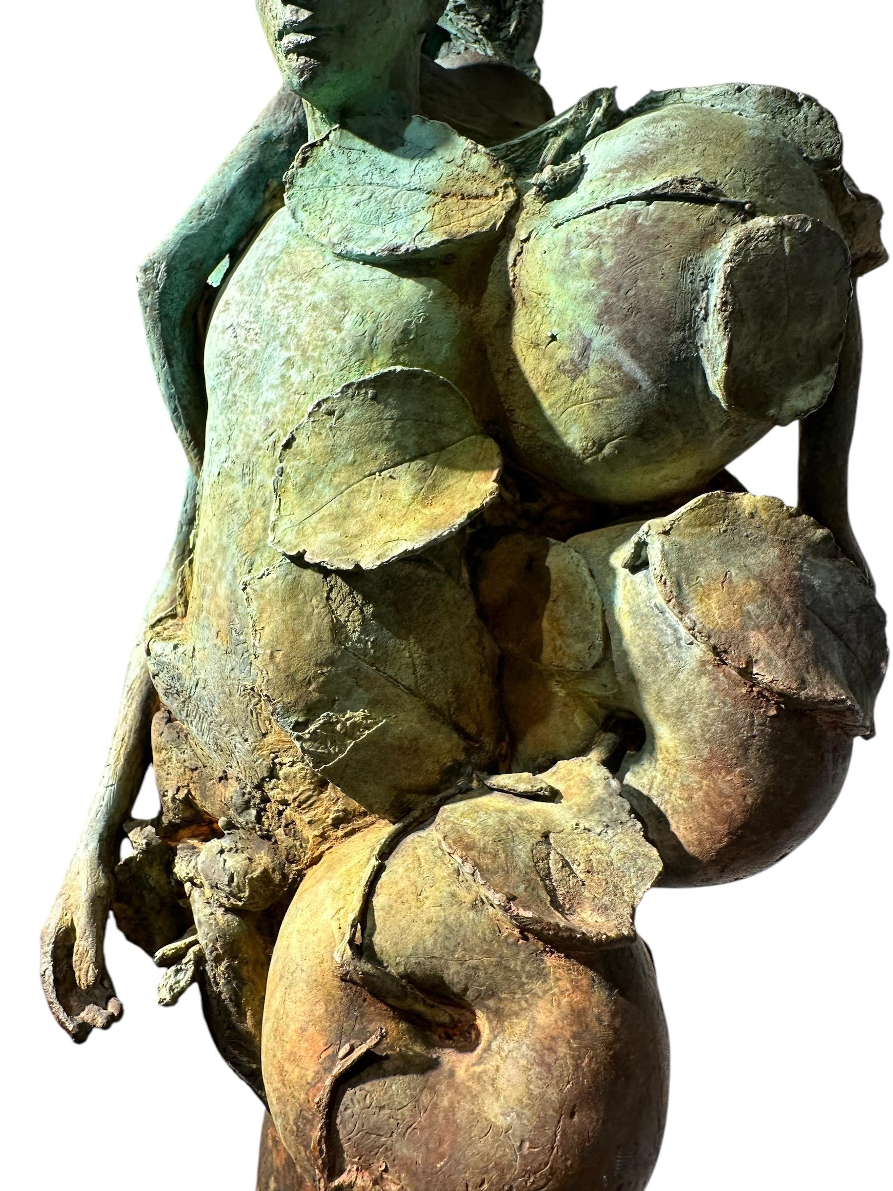 Adan Y Eva - Bronze Figures of Adam and Eve Surrounded by Apples and a Snake For Sale 8