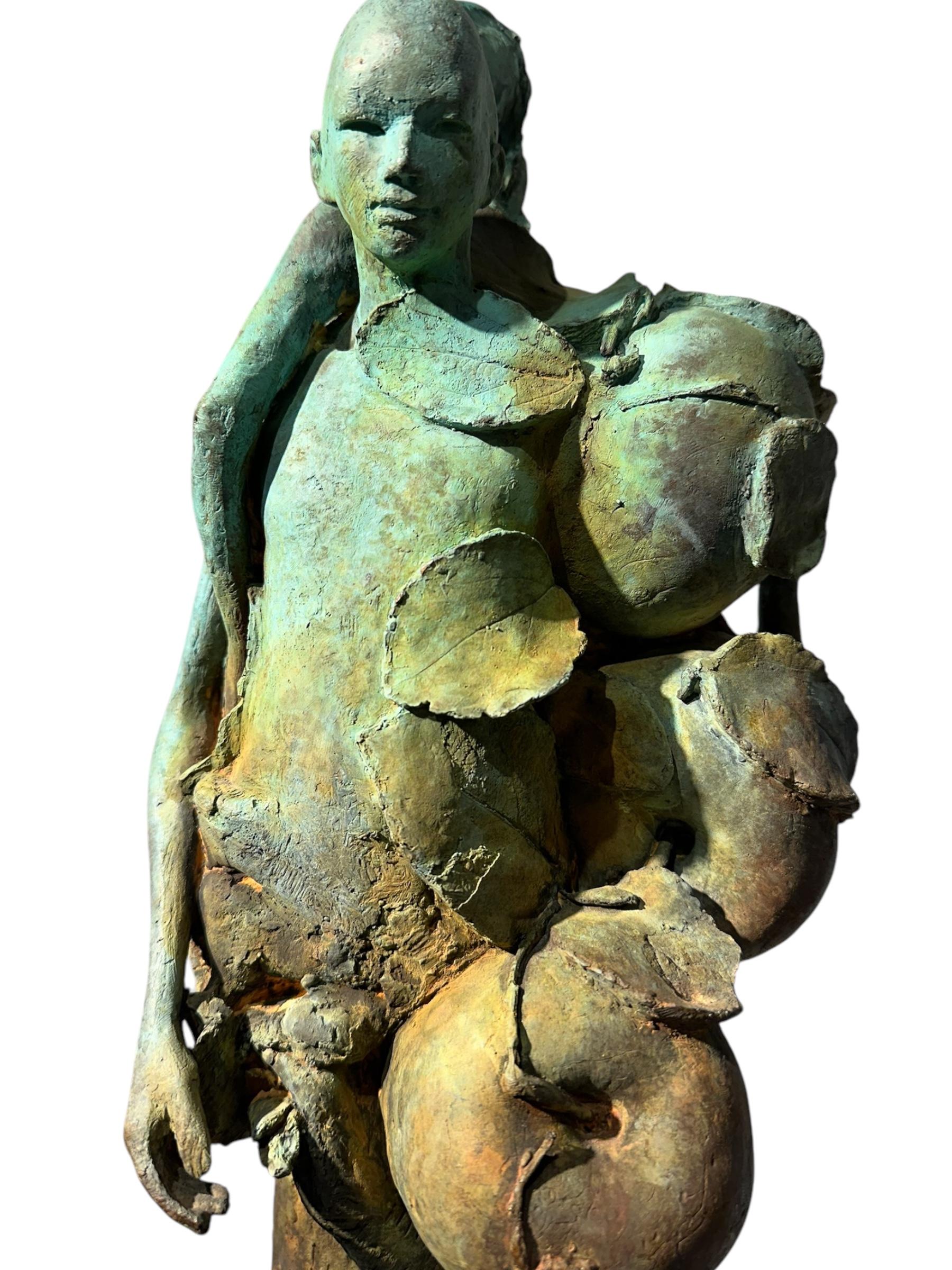 Adan Y Eva - Bronze Figures of Adam and Eve Surrounded by Apples and a Snake For Sale 9