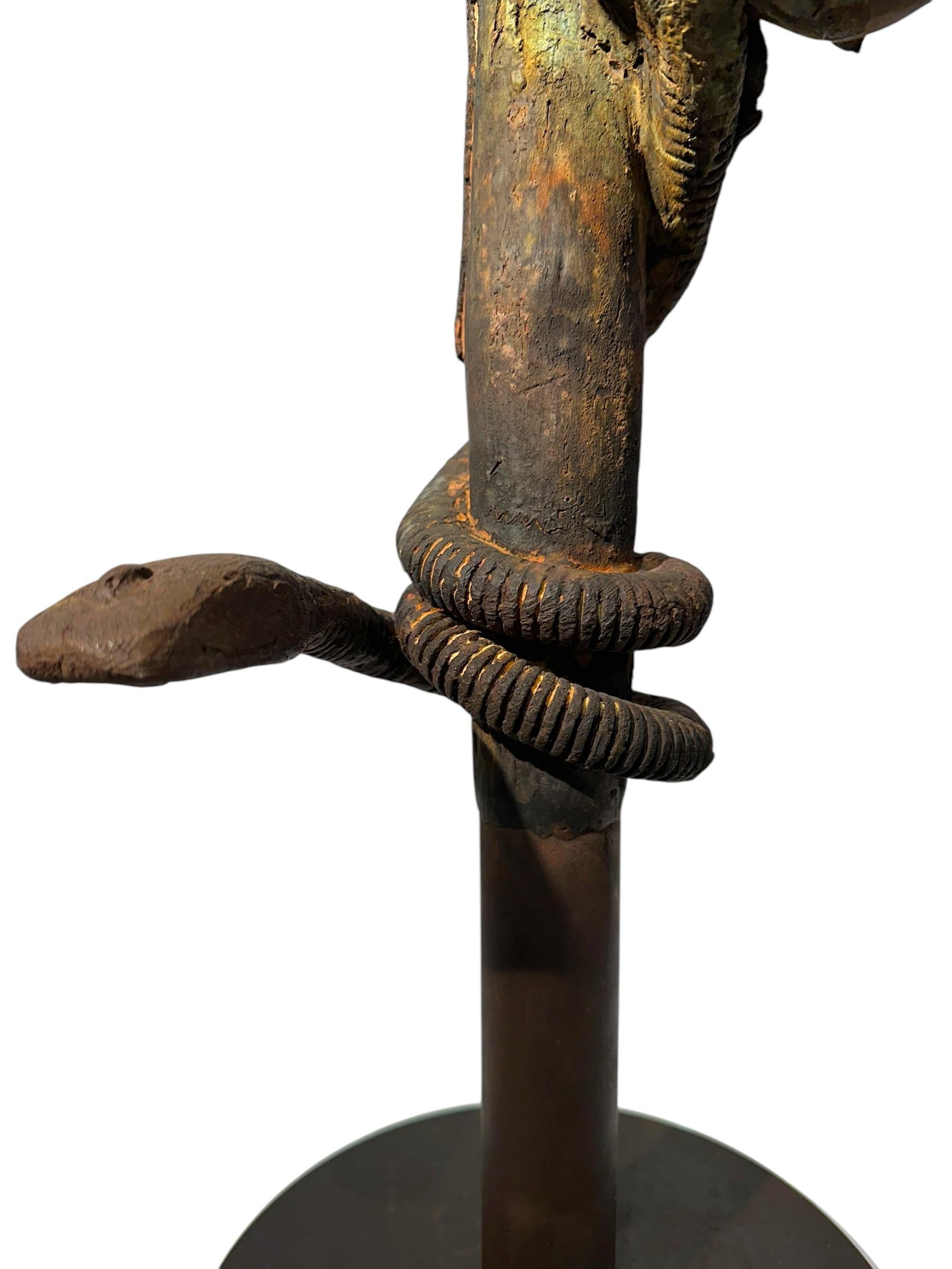 Adan Y Eva - Bronze Figures of Adam and Eve Surrounded by Apples and a Snake For Sale 10