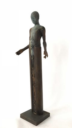 Apologize, Bronze Sculpture of a Single Figure, "Fuck You" Emblazoned on Back