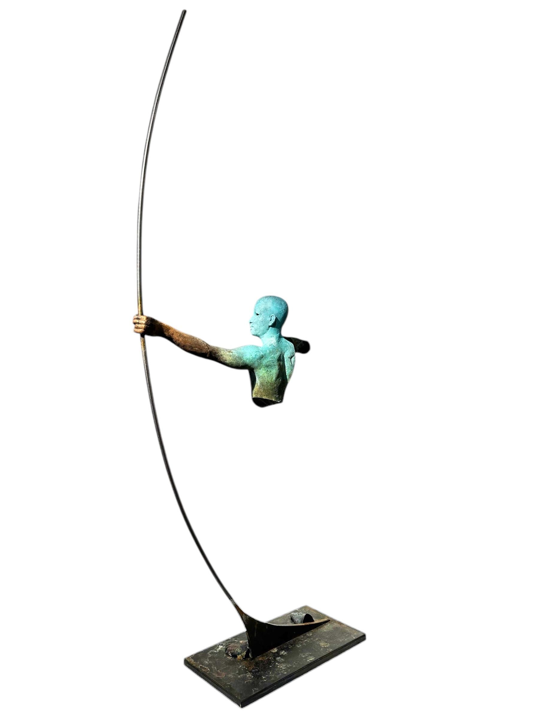 Arco I - Bronze Archer Suspended from a Stainless Steel Bow 5