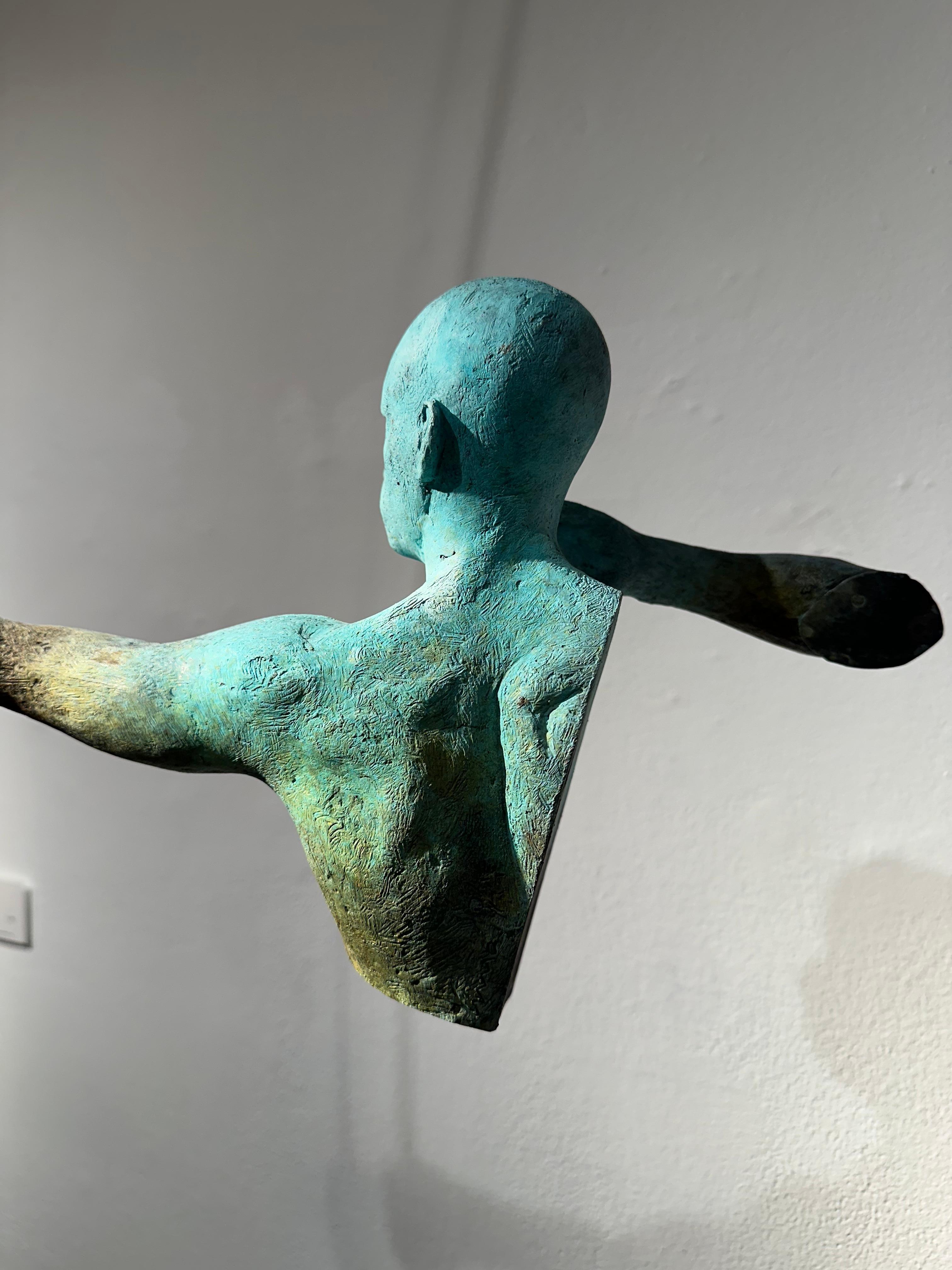 Arco I - Bronze Archer Suspended from a Stainless Steel Bow 7
