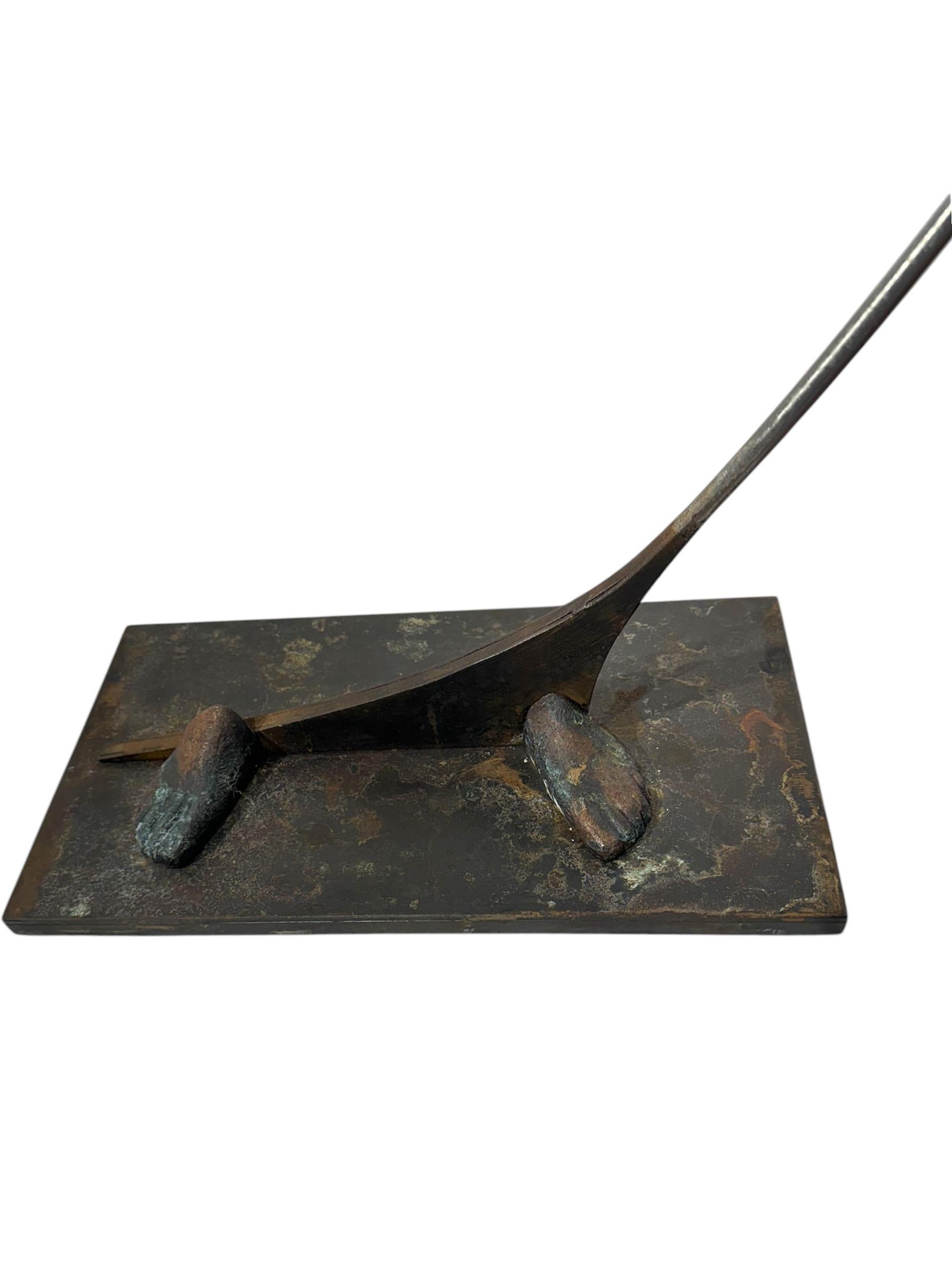 Jesús Curiá Perez
Arco I
bronze and stainless steel
46h x 17.75w x 6.75d in
116.84h x 45.09w x 17.14d cm
ed. AP
JCP071

Jesús Curiá's sculptures arouse something more than purely aesthetic pleasure. We can analyze his work rationally and emphasize