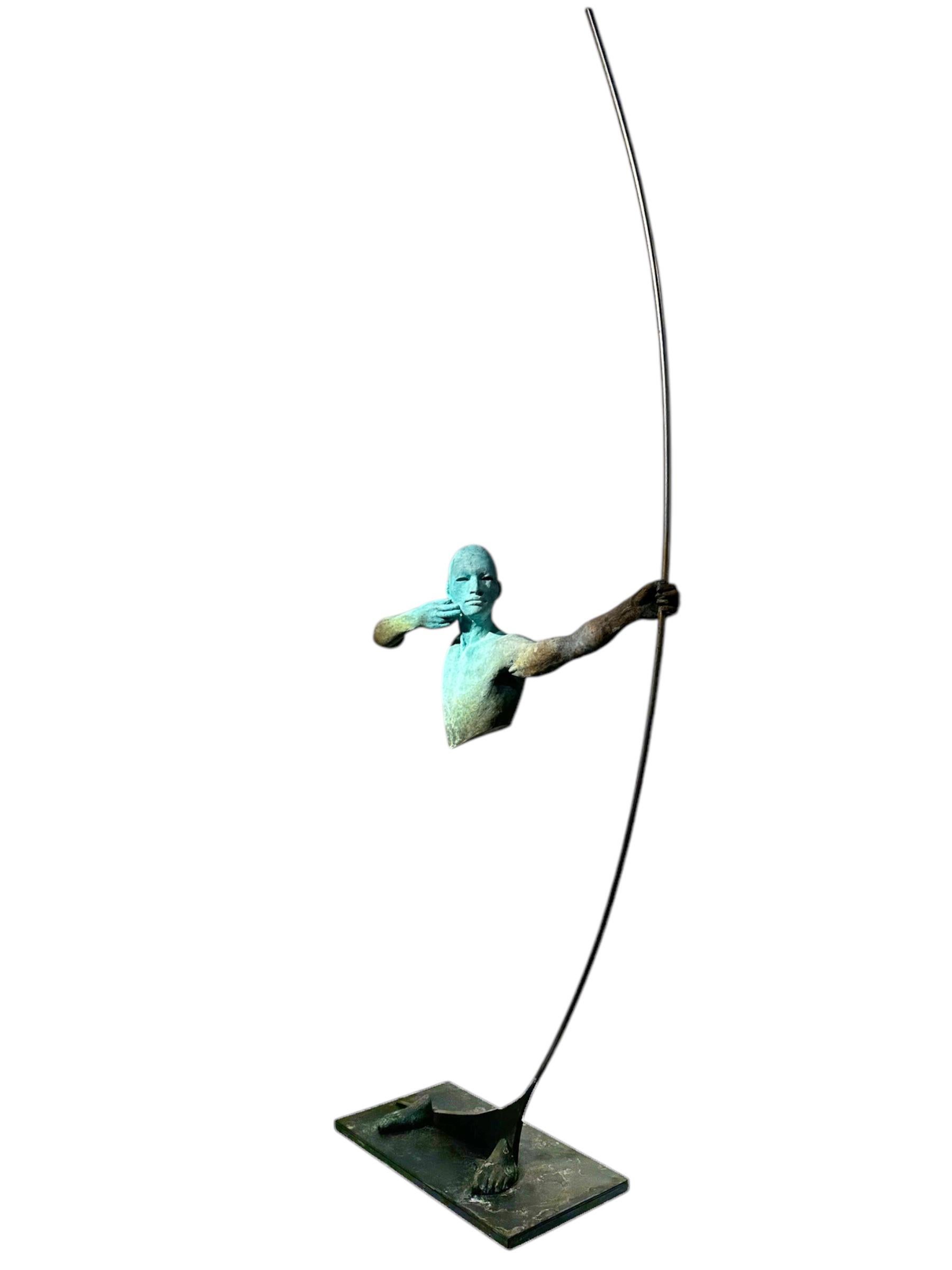 Arco I - Bronze Archer Suspended from a Stainless Steel Bow 1