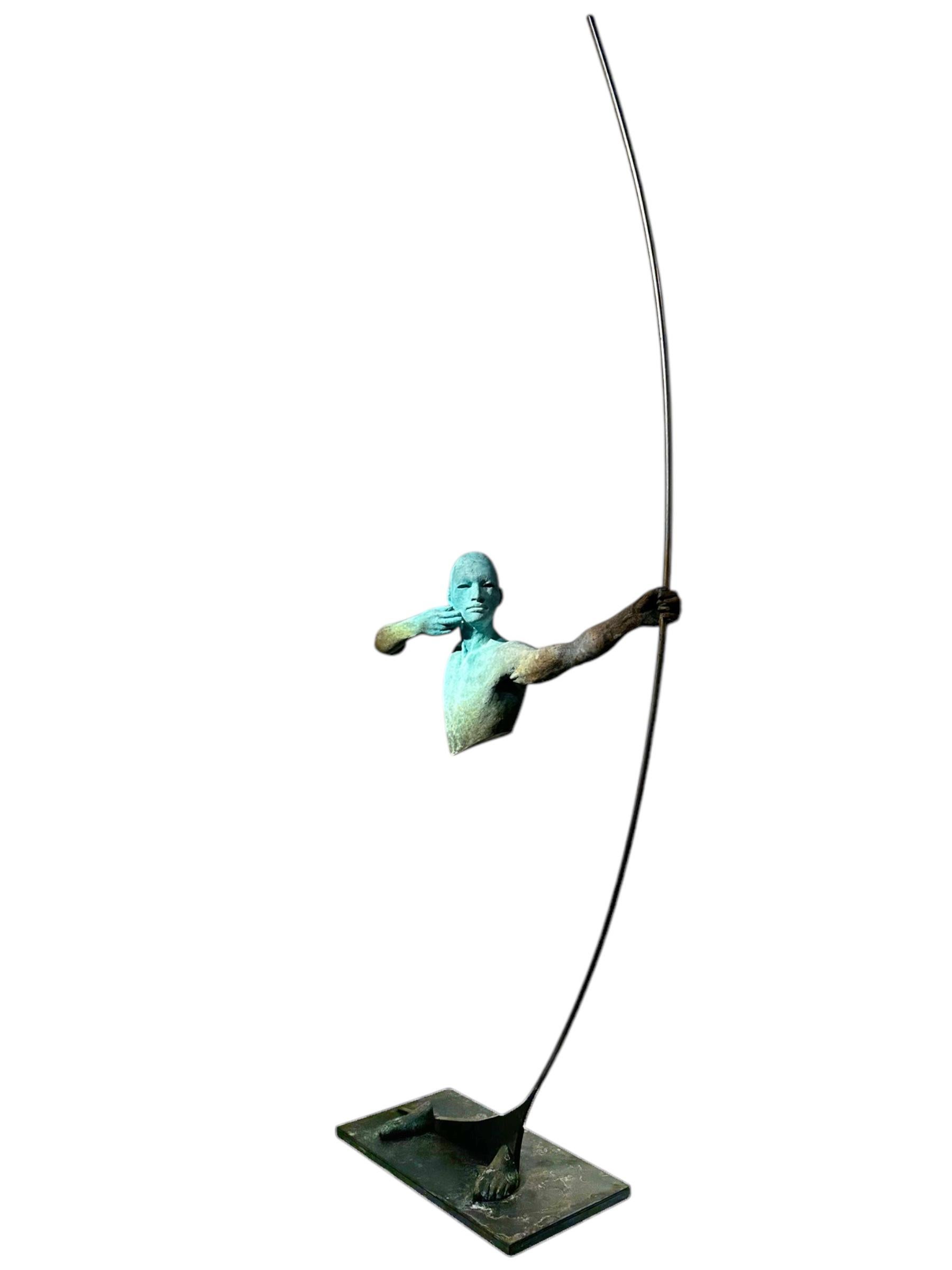 Arco I - Bronze Archer Suspended from a Stainless Steel Bow 2