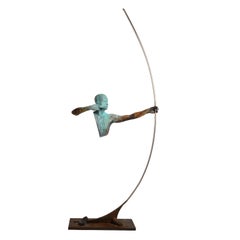 Arco I - Bronze Archer Suspended from a Stainless Steel Bow