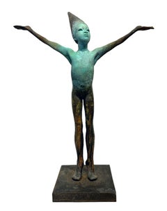 Arlequin I, Bronze Commedia dell'arte Sculpture, Figure with Outstretched Arms