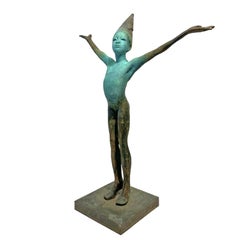 Arlequin I, Bronze Commedia dell'arte Sculpture, Figure with Outstretched Arms
