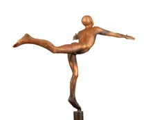 Cefiro - Renaissance Inspired Bronze Sculpture of an Acrobat set on Tall Stand