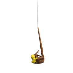 Dance IV - Hanging Sculpture of Dancing Bronze Figure with Yellow Head