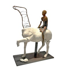 Horse I - Horse and Rider, Bronze and Artificial Stone on Steel Base