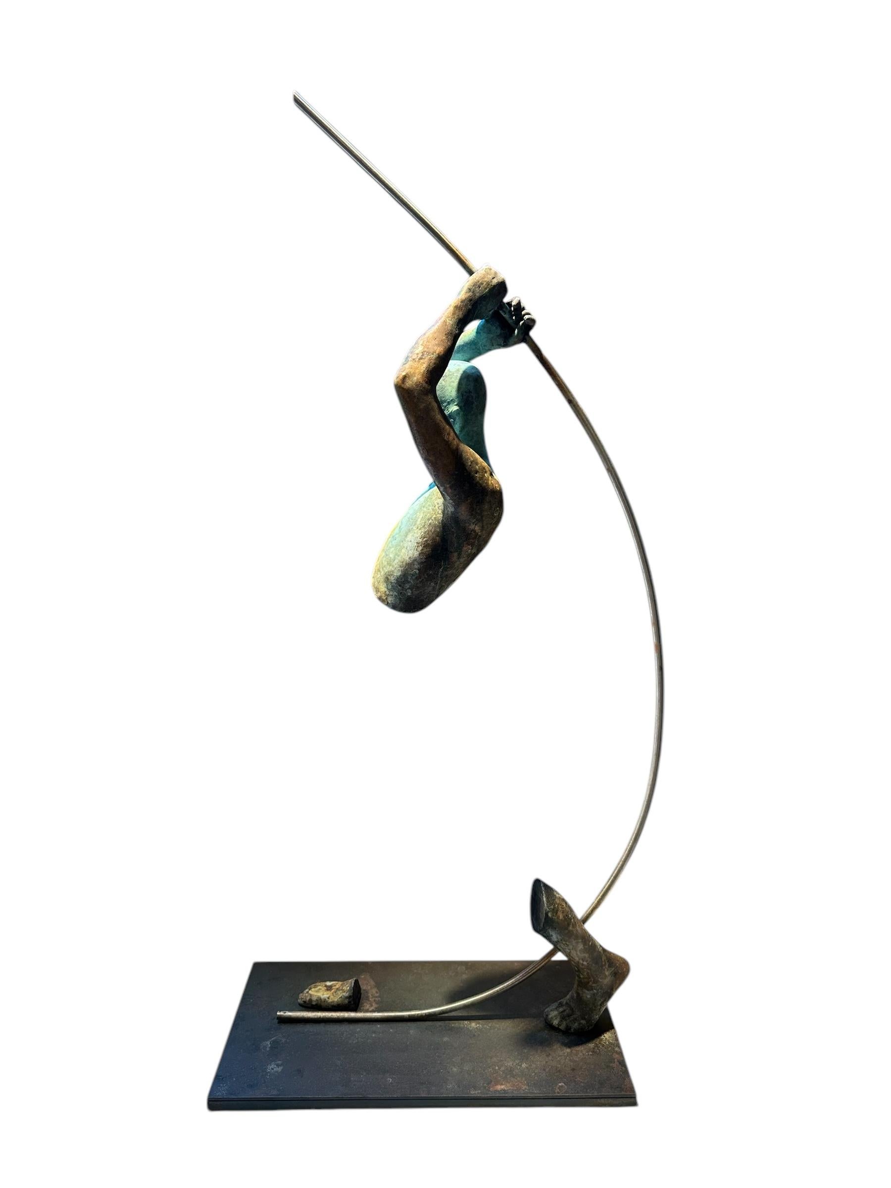 Kendo I - Bronze Figure Suspended from a Stainless Steel Bow