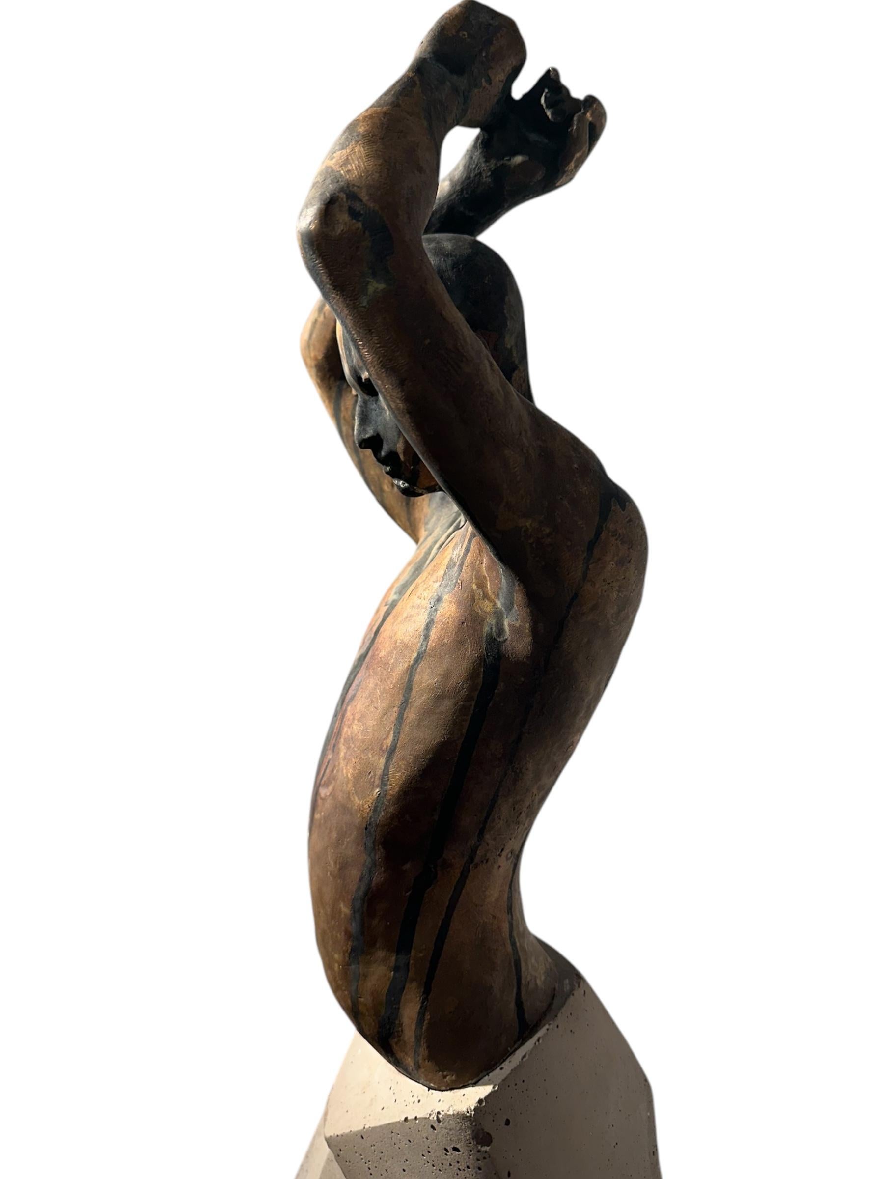 Kendo II - Figure, with Arms in Throwing Position, Bronze & Artificial Stone For Sale 7