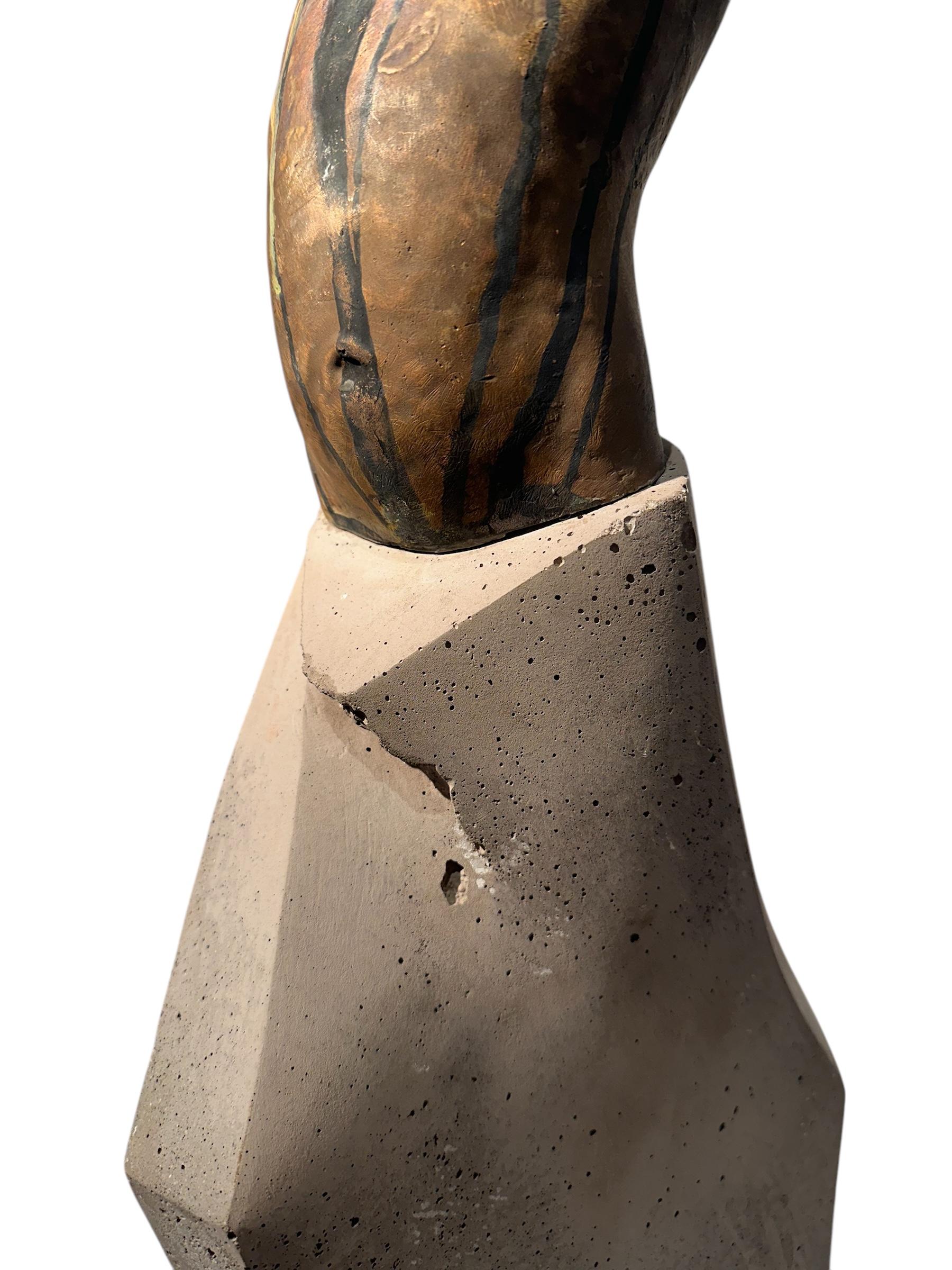 Kendo II - Figure, with Arms in Throwing Position, Bronze & Artificial Stone For Sale 3