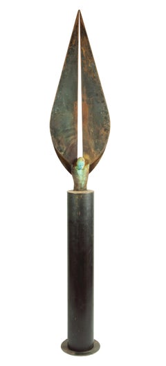 Milenium I - Bronze and Steel Sculpture, Tall Vertical Figure with Wings