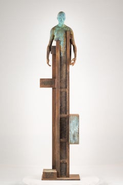 Mojado, 2016, Jesus Curiá, Figurative Art, Bronze and iron Sculpture, Brown