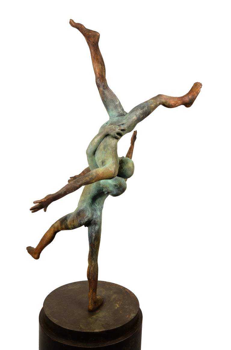Pugnatum II, Renaissance Inspired Bronze Sculpture of Two Aerial Performers For Sale 2