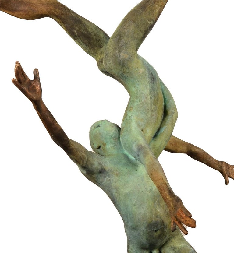 Pugnatum II, Renaissance Inspired Bronze Sculpture of Two Aerial Performers For Sale 5