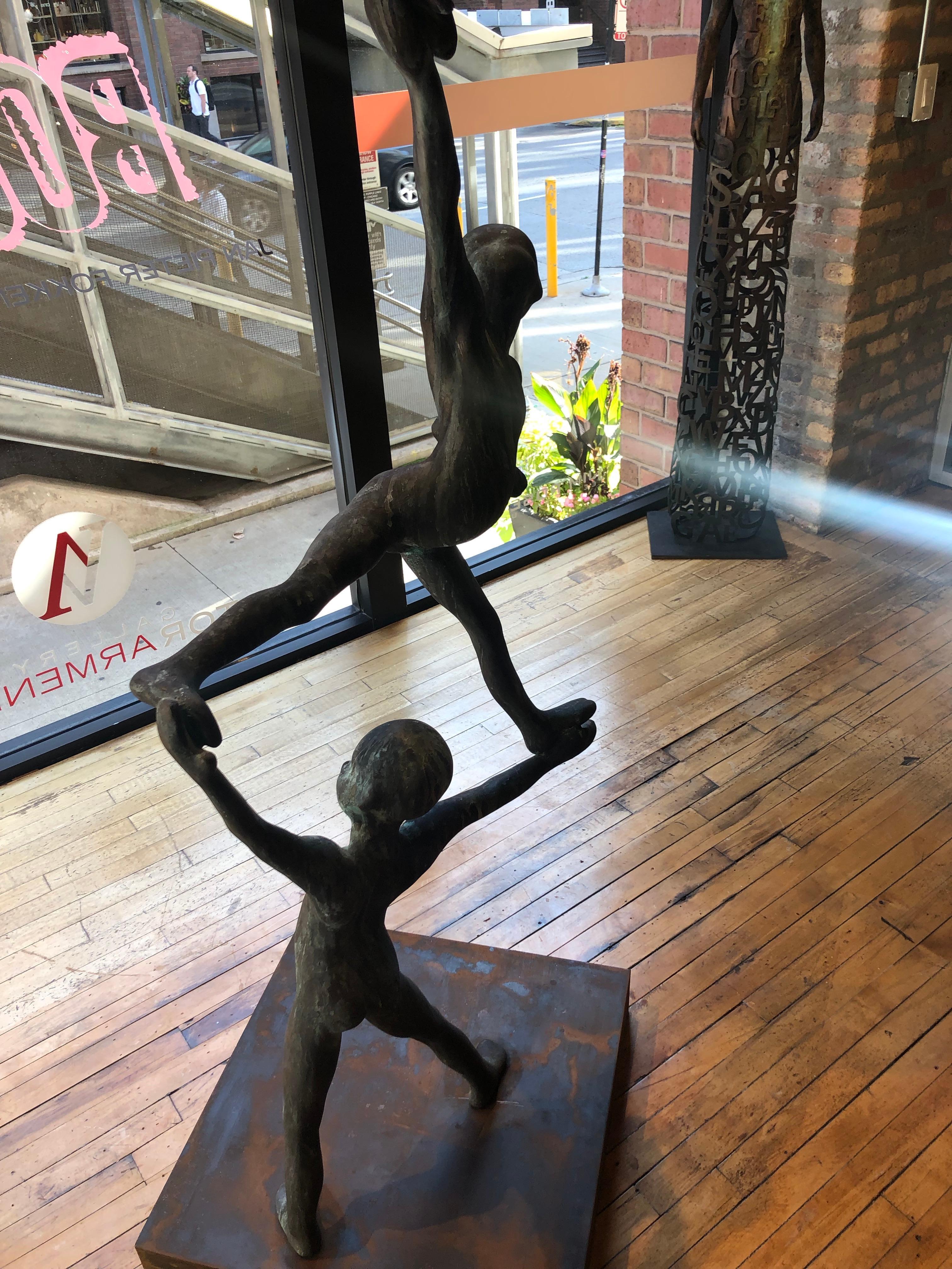 Trio III -  Bronze Indoor or Outdoor Large Sculpture with 3 Balancing Figures 6