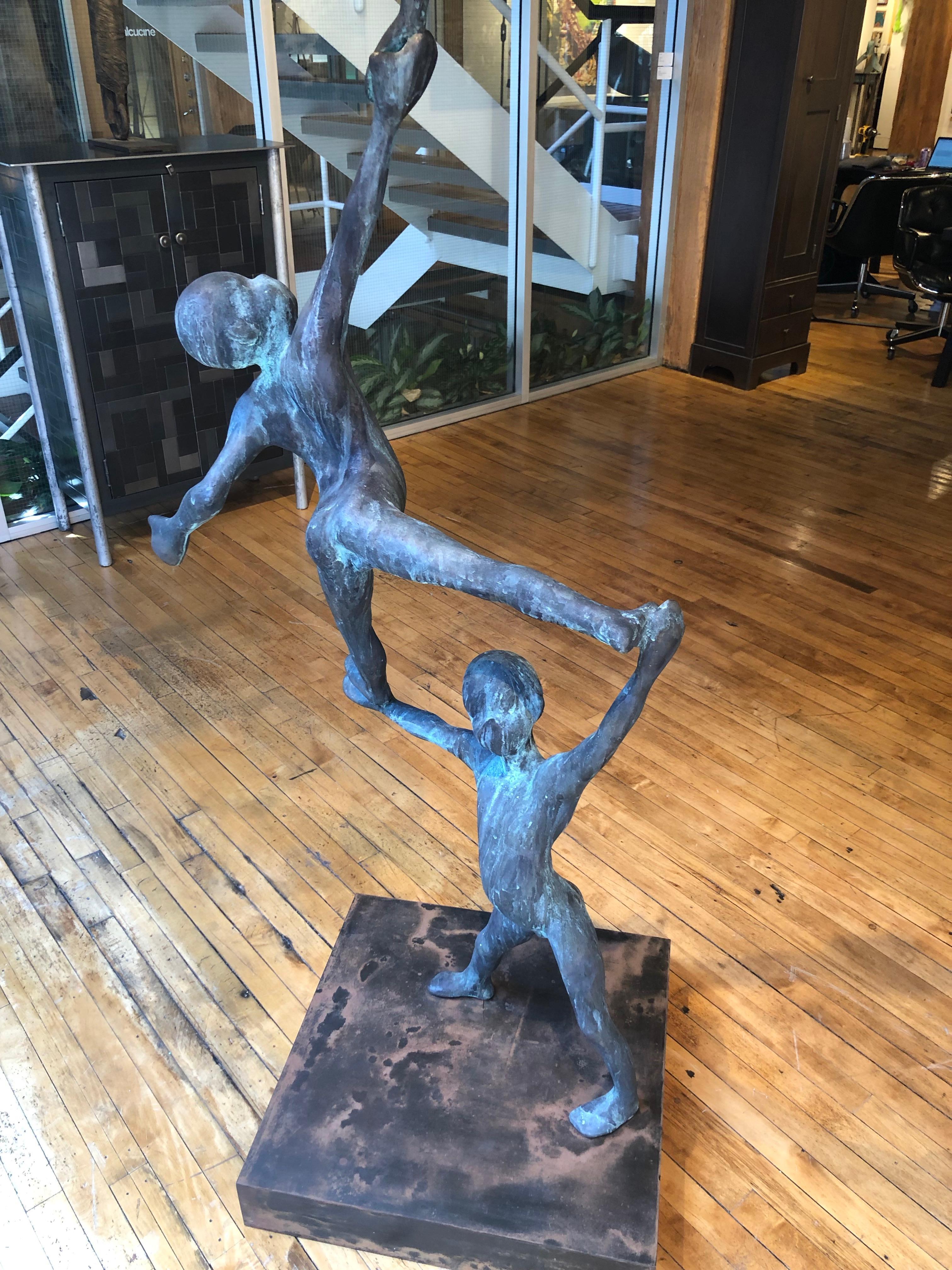 Trio III -  Bronze Indoor or Outdoor Large Sculpture with 3 Balancing Figures 1
