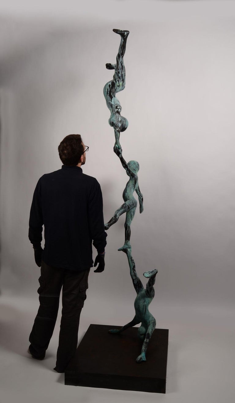 Trio VI - Monumental Bronze Sculpture With Three Balancing Acrobat Figures  For Sale 6