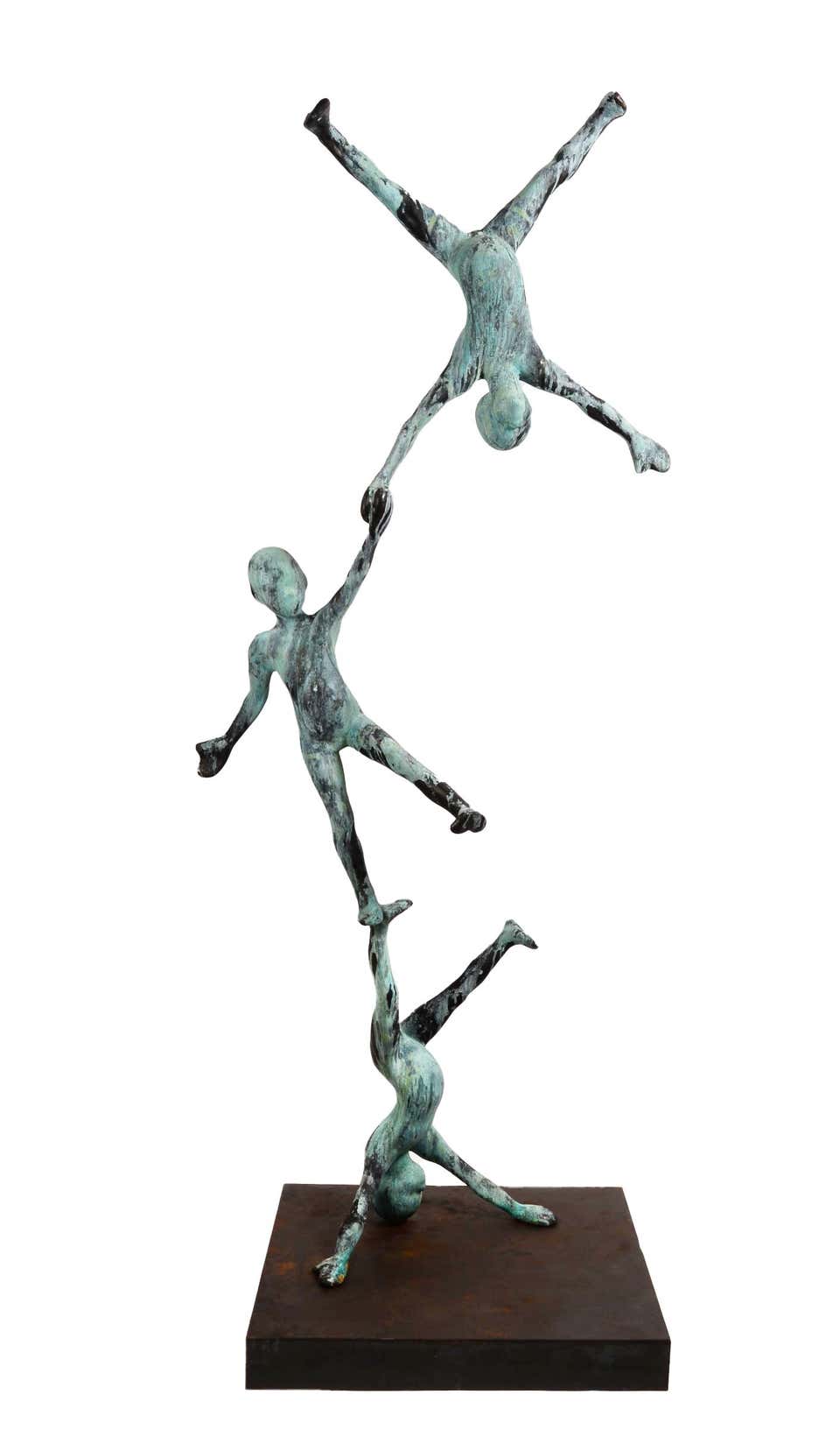 Michel Serraz Couple with a Child Bronze by Michel Serraz For Sale at