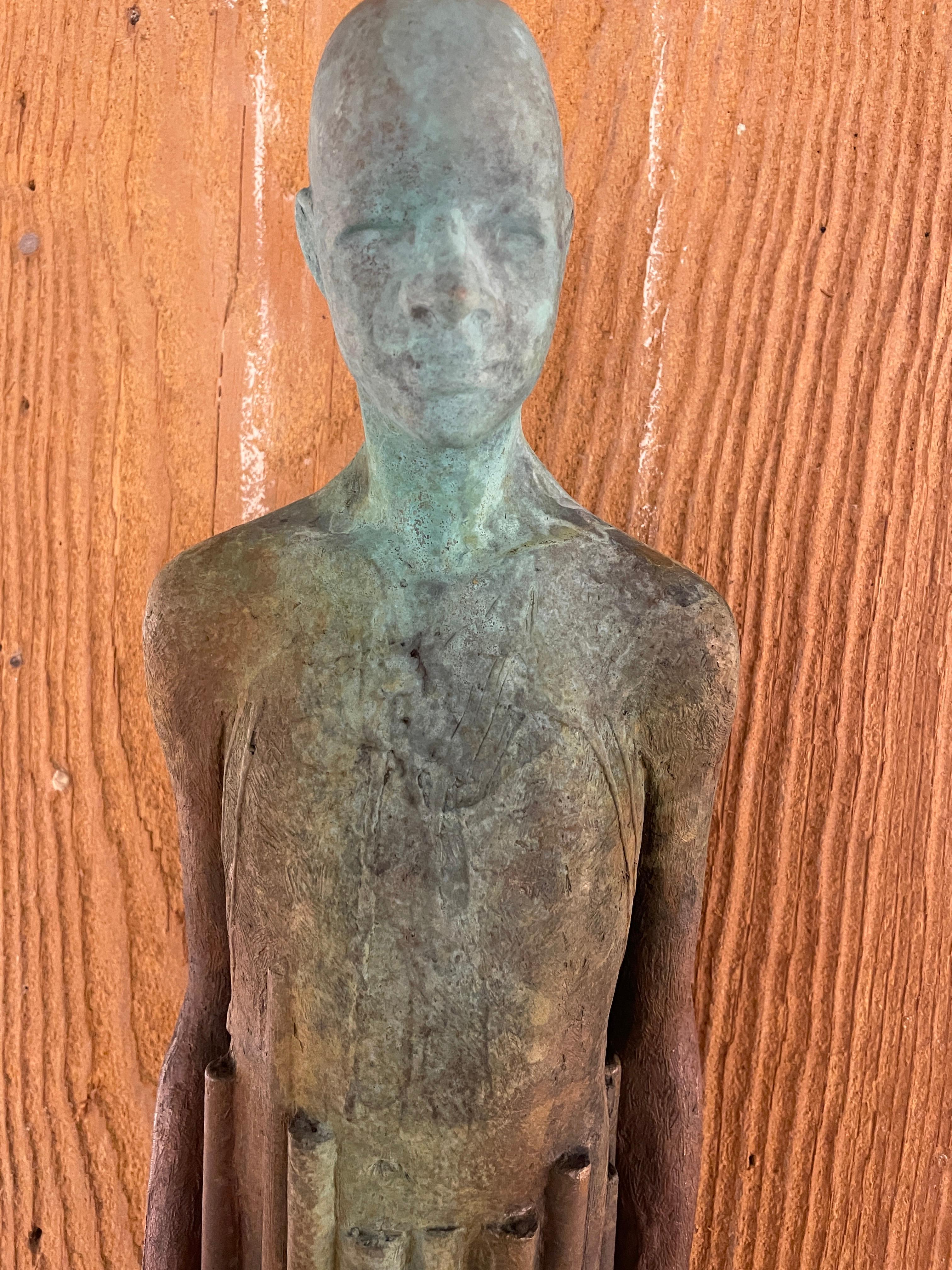 Tube II - Wall Mounted Bronze Sculpture with Human Form and Lush Patina 6