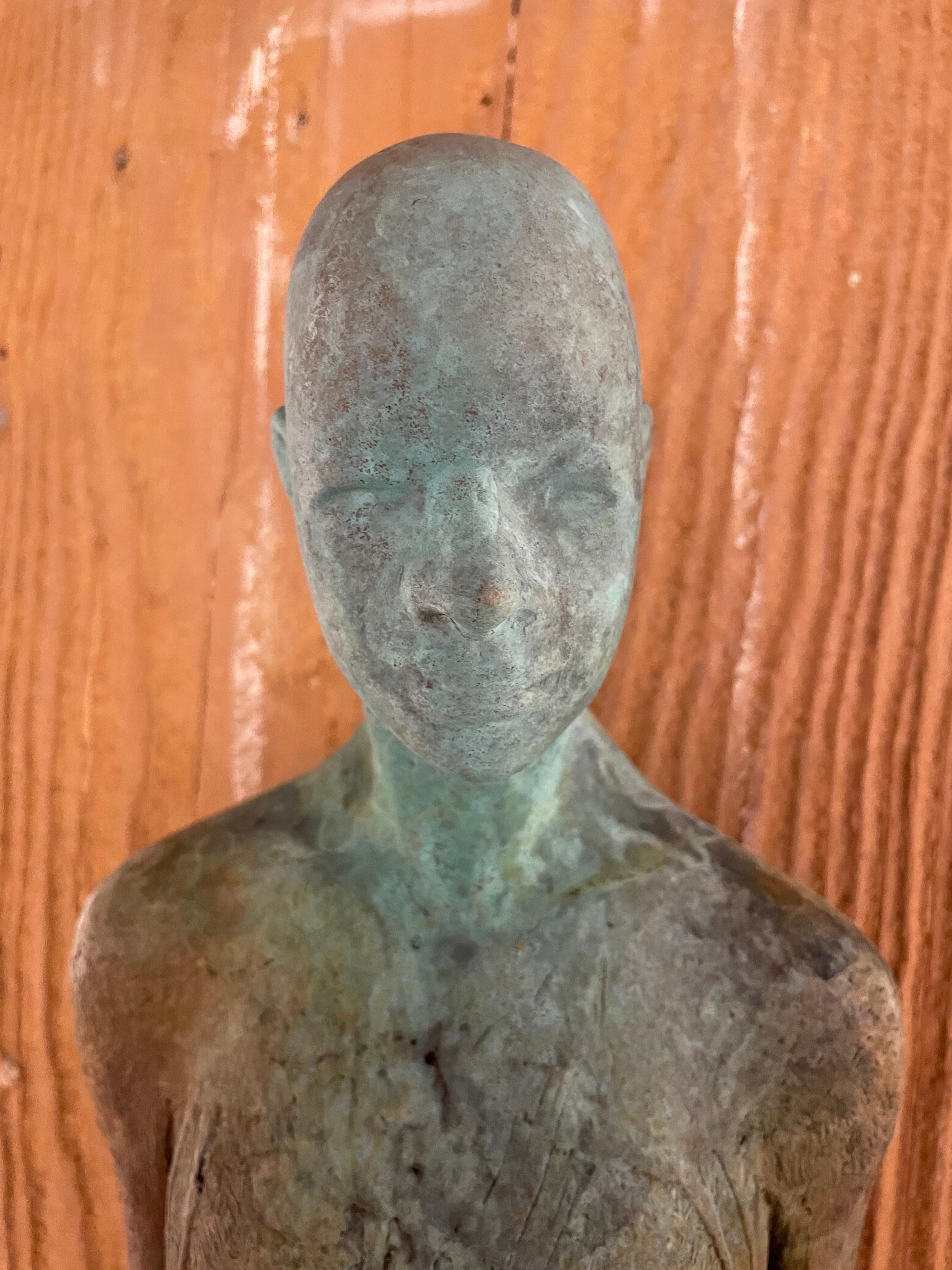 Tube II - Wall Mounted Bronze Sculpture with Human Form and Lush Patina 7