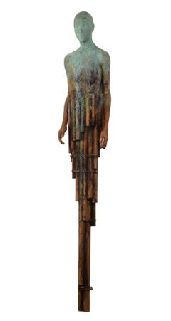 Tube II - Wall Mounted Bronze Sculpture with Human Form and Lush Patina