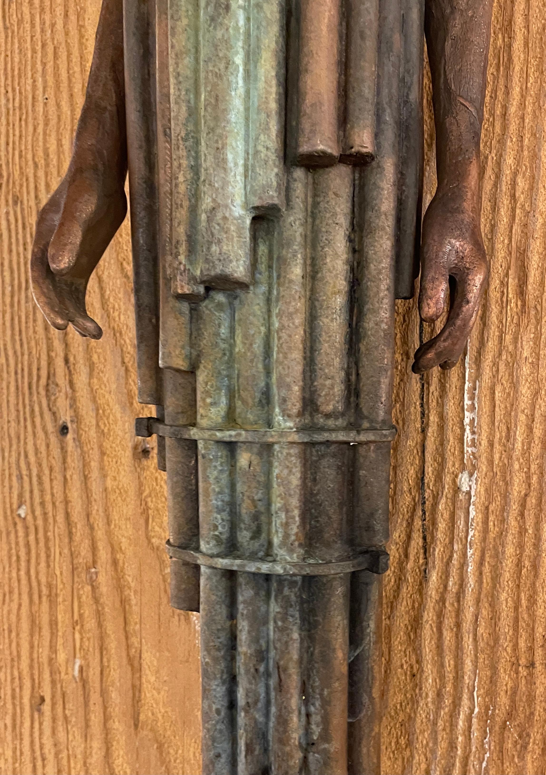 Tube II - Wall Mounted Bronze Sculpture with Human Form and Lush Patina 1