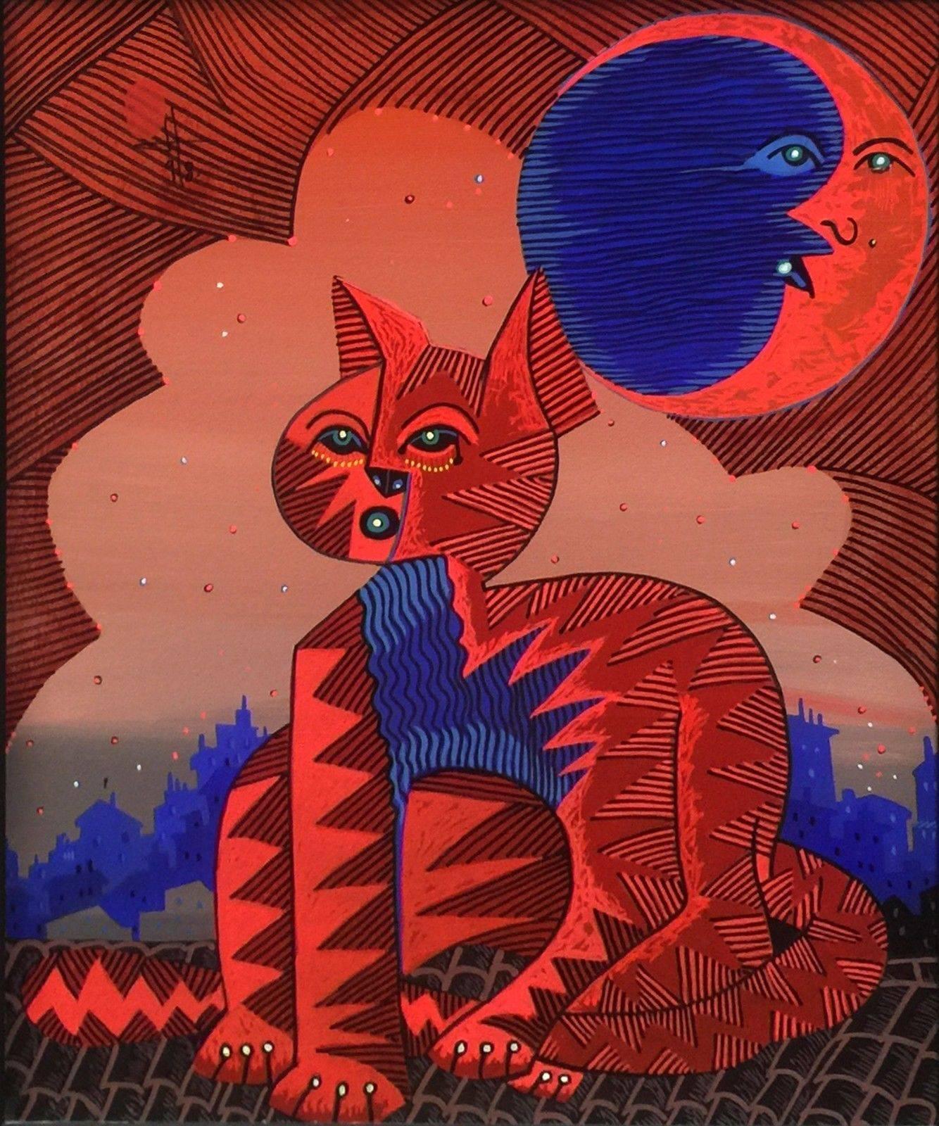 RED GATO - Painting by Jesus Fuertes