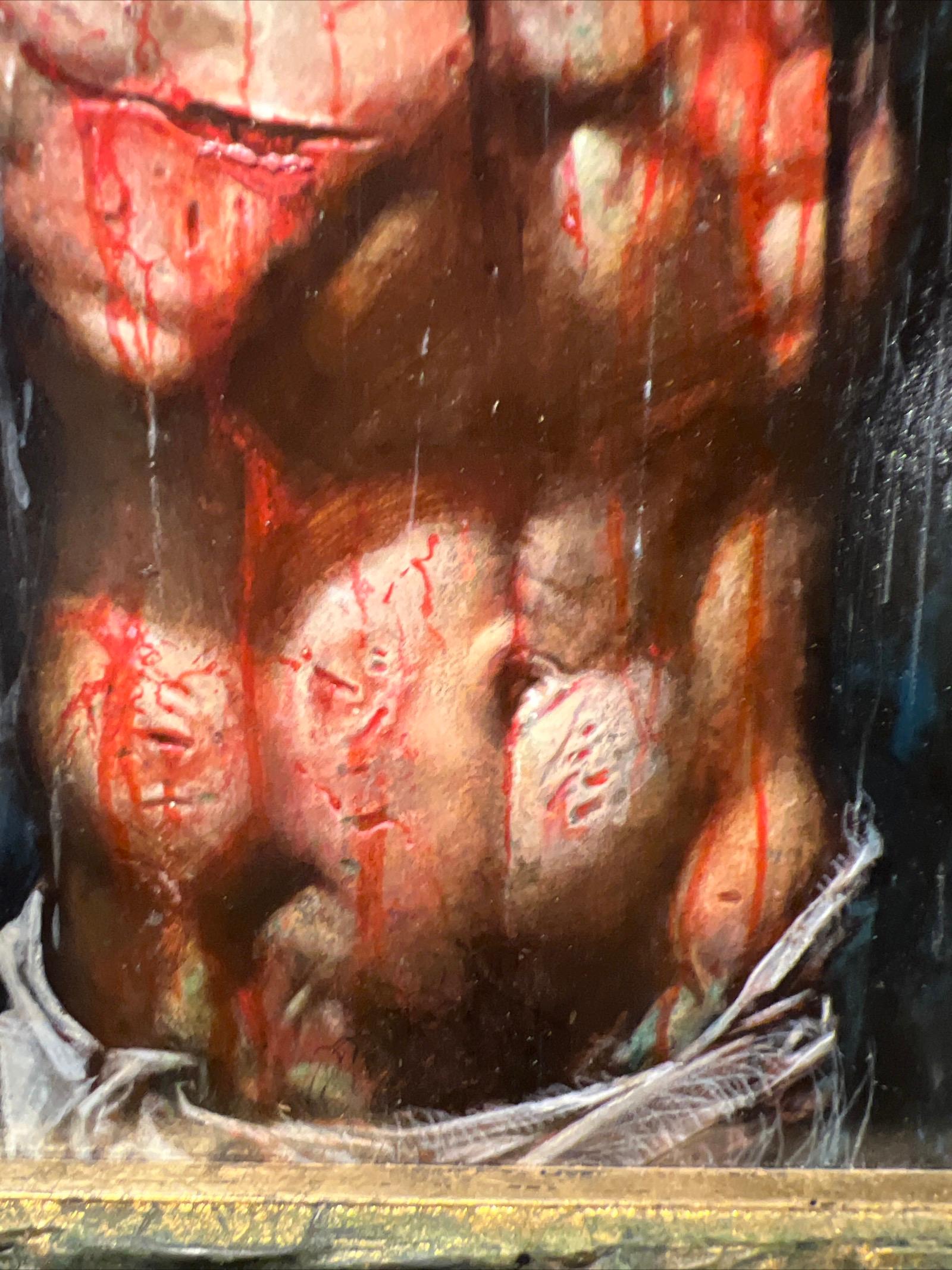 Acrylic JESUS IN AGONY…. NO HOLDS BARRED By Simon Bisley Original Art For Sale