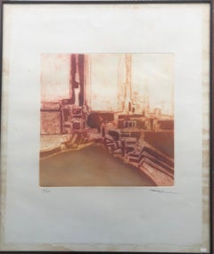 Abstract Engraving Print, Geometric Style, Framed, 2000-2009, 35x35 cm