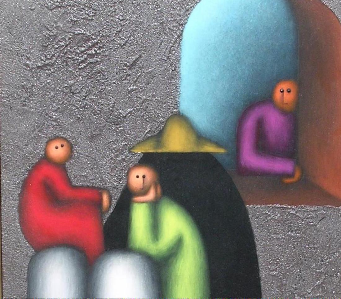Peinture moderniste mexicaine de Jesus Leuus, 1973, La Familia en vente 3