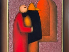 Jesus Mariano Leuus Surrealist Figural Oil Painting Mexico 1977