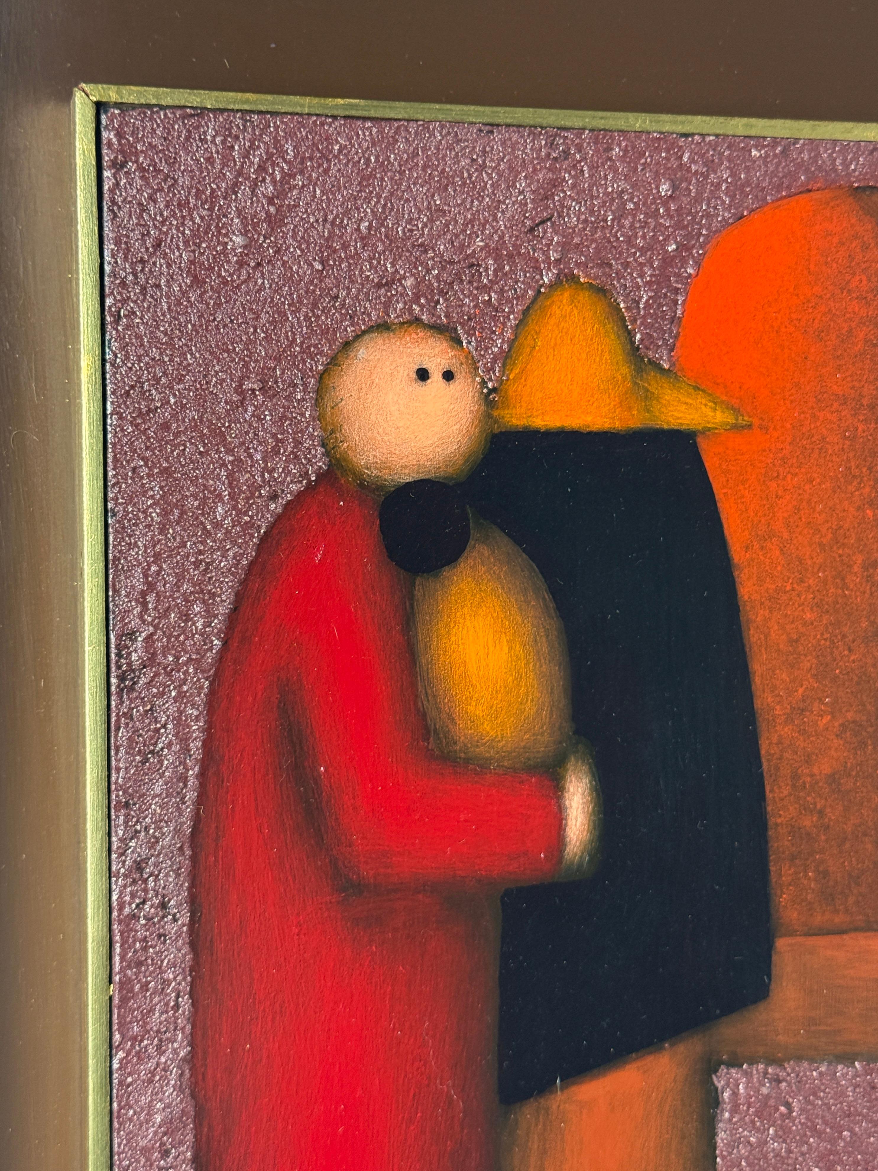 Jesus Mariano Leuus Surrealist Figurales Ölgemälde Mexiko 1977 im Zustand „Gut“ im Angebot in Troy, MI