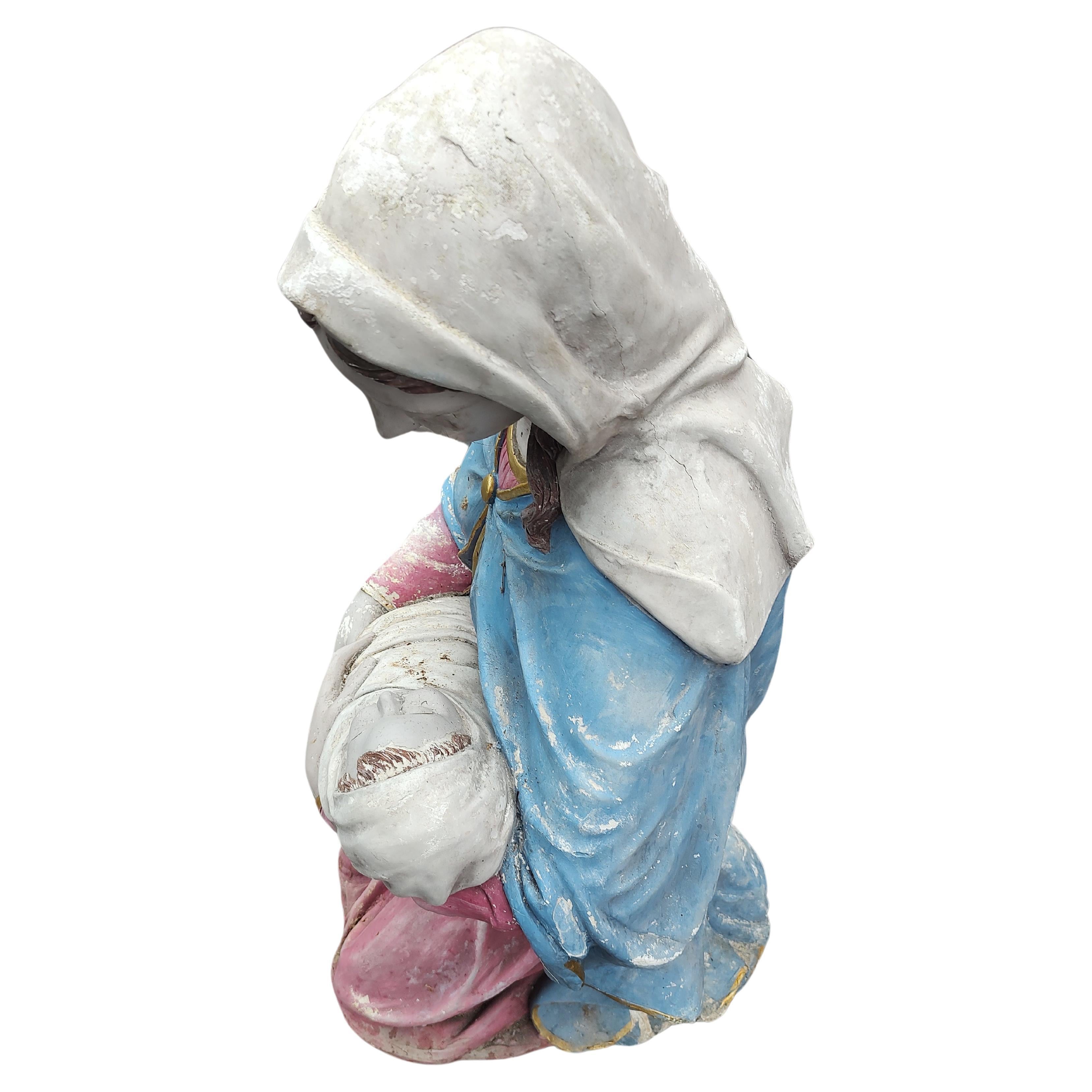 Jesus, Mary & Joseph en sculpture moderne du milieu du siècle dernier en fibre de verre et plâtre C1955 en vente 7