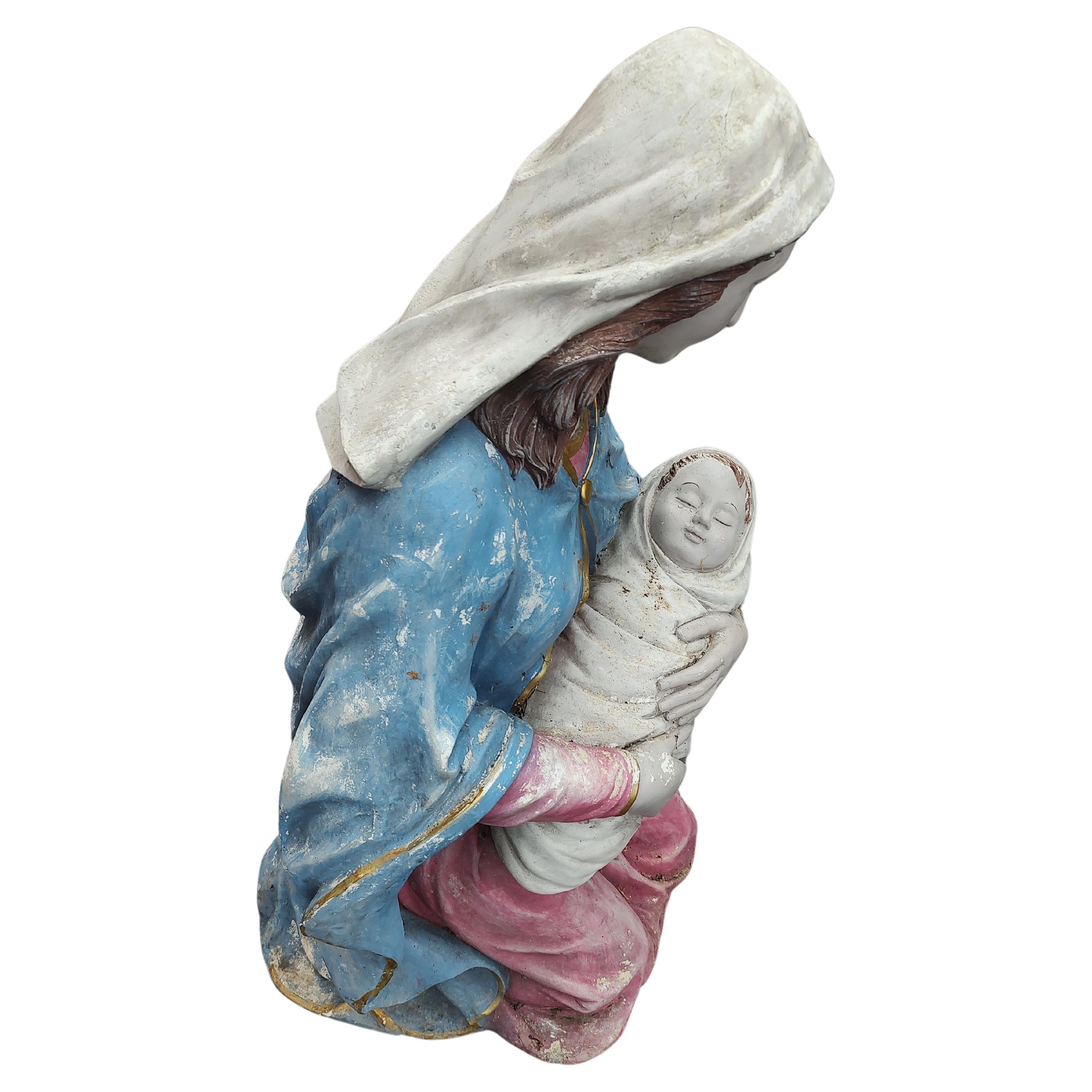Jesus, Mary & Joseph en sculpture moderne du milieu du siècle dernier en fibre de verre et plâtre C1955 en vente 8