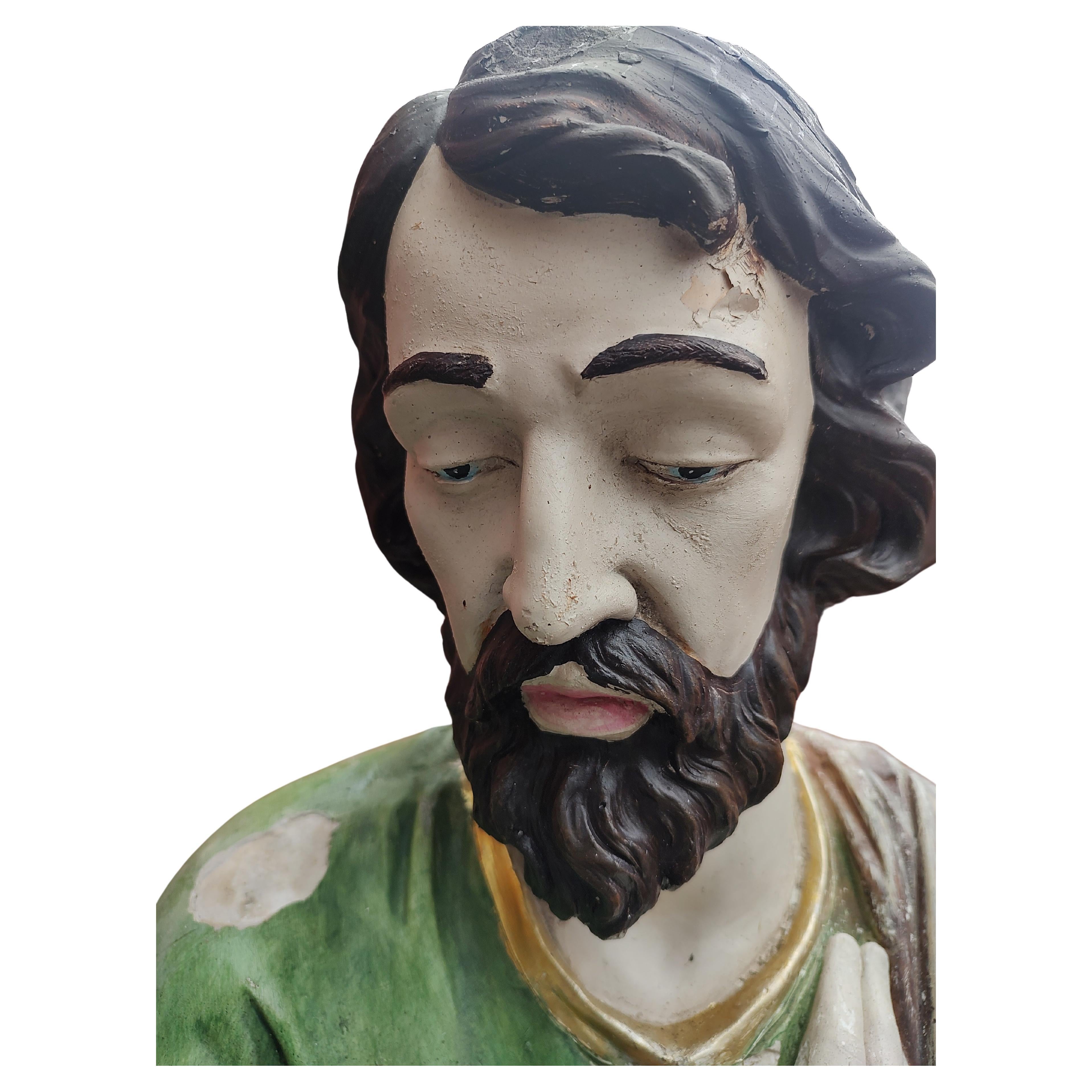 Milieu du XXe siècle Jesus, Mary & Joseph en sculpture moderne du milieu du siècle dernier en fibre de verre et plâtre C1955 en vente