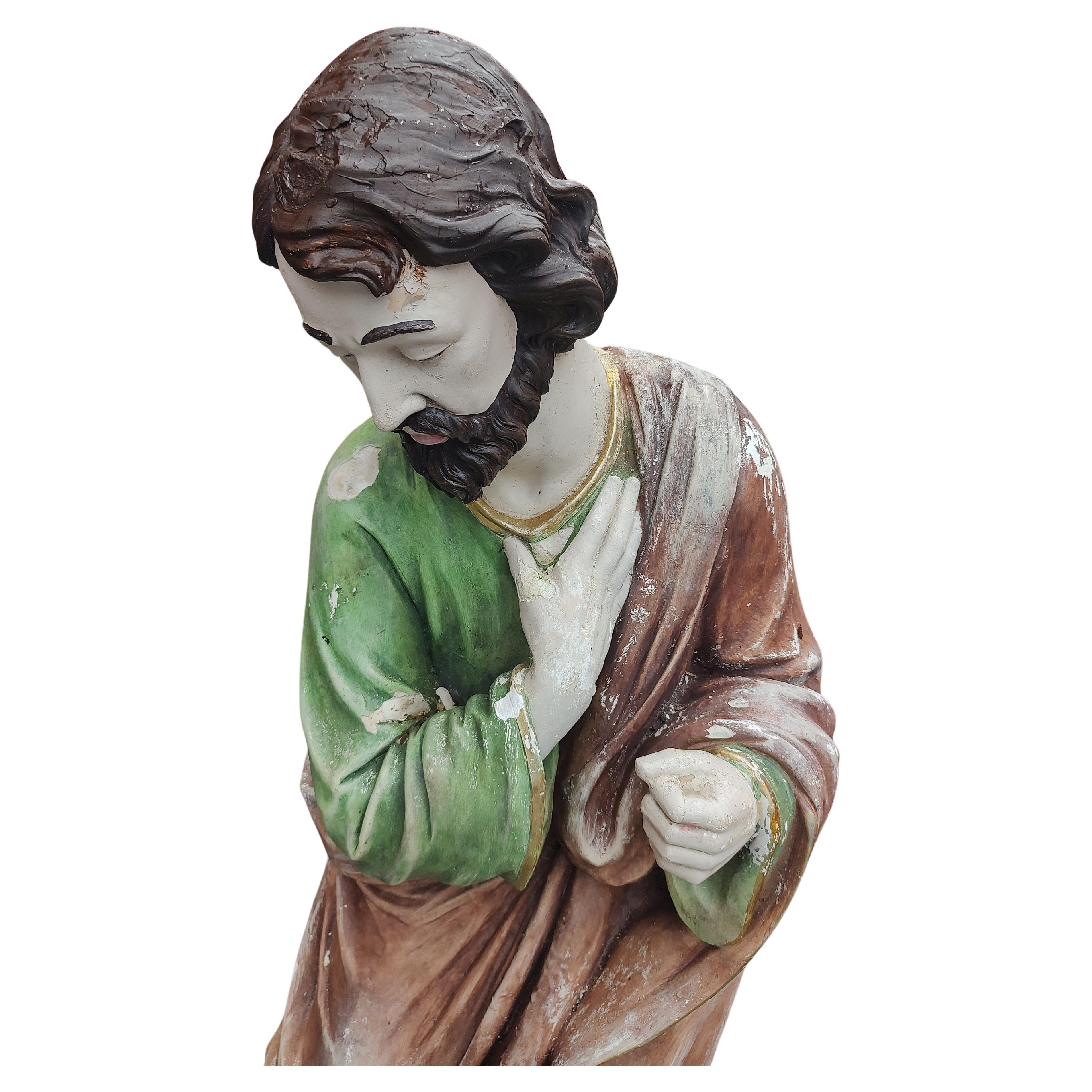 Fibre de verre Jesus, Mary & Joseph en sculpture moderne du milieu du siècle dernier en fibre de verre et plâtre C1955 en vente